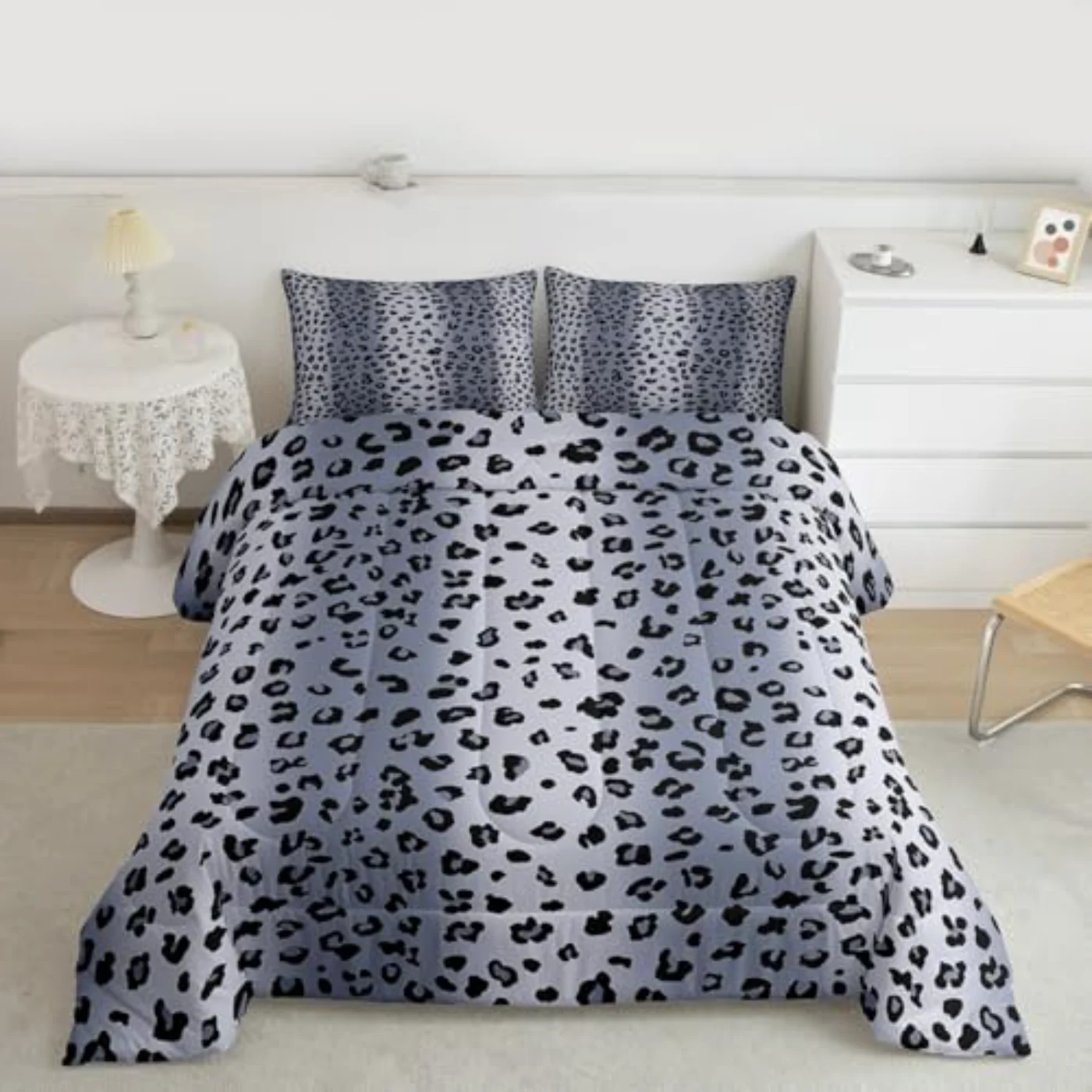 Leopard Print Kids Boys Girls Comforter Set, Full