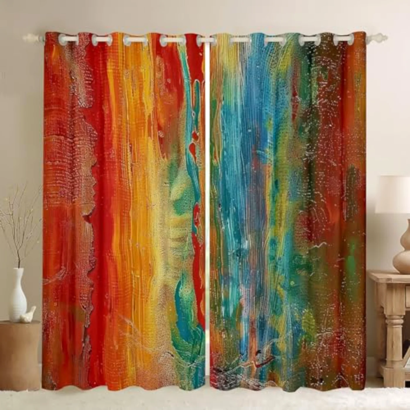 Rainbow Ombre Curtains Gradient Blackout Curtains
