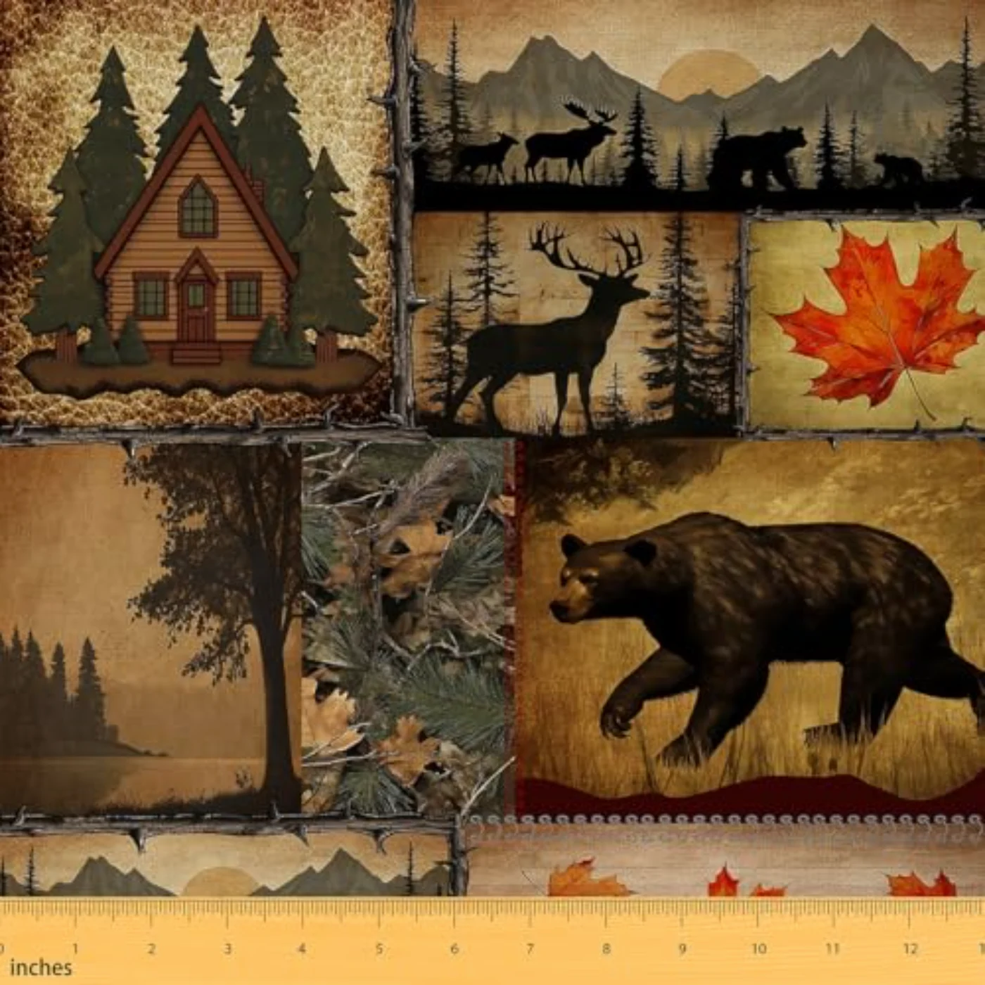 Cabin Bear Flannel Fabric By Comforter Set