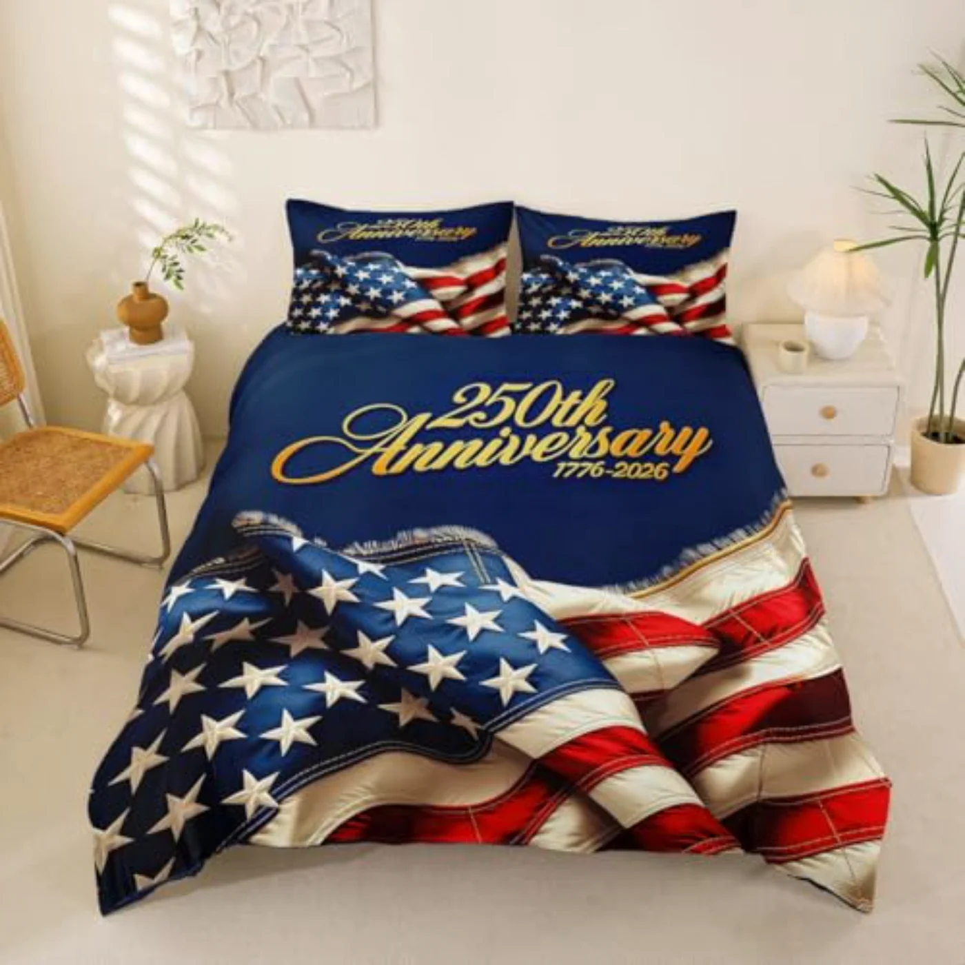 Anniversary Usa Th America Birthday Duvet Cover, Queen