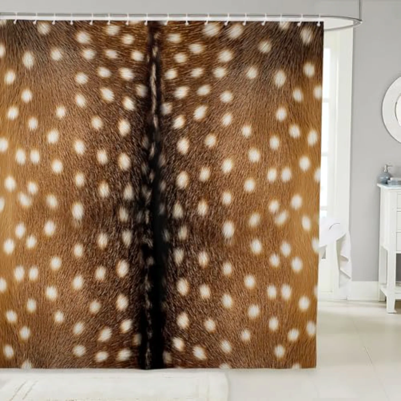 Brown Deer Hide Bathroom Accessories Shower Curtain