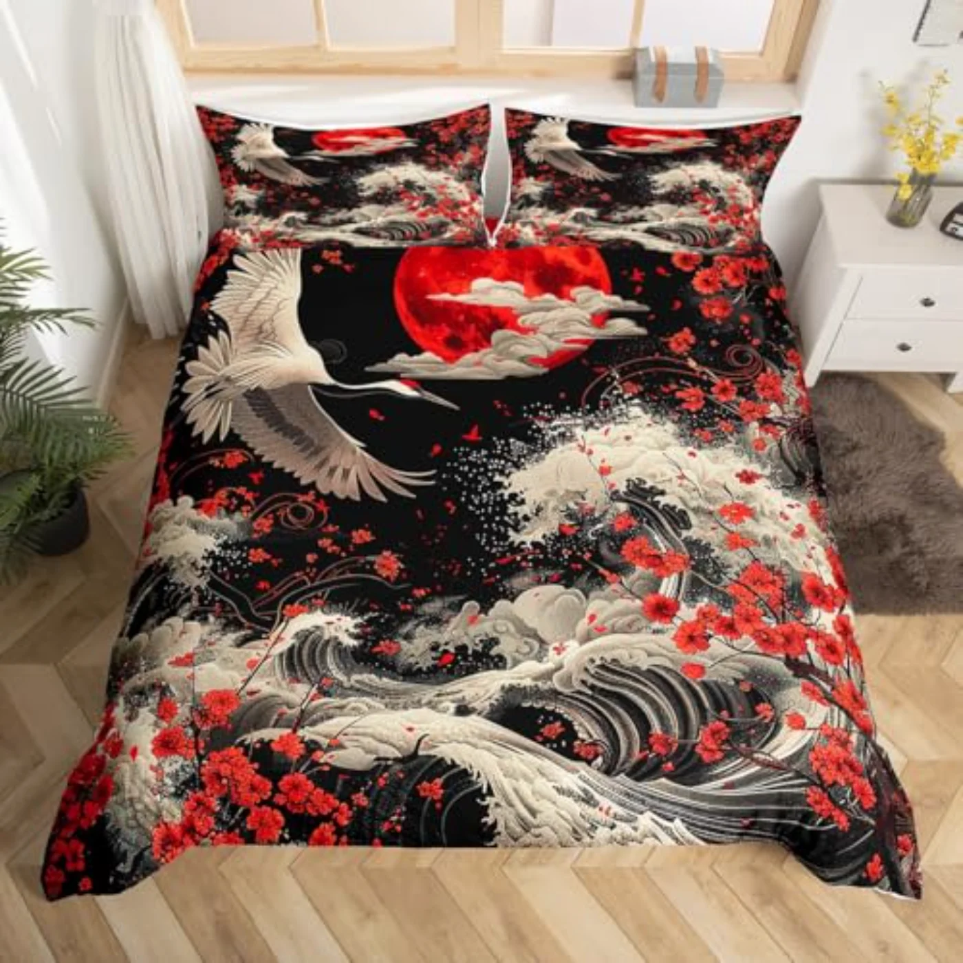 Vintage Japanese Art Retro Ukiyoe Duvet Cover, King