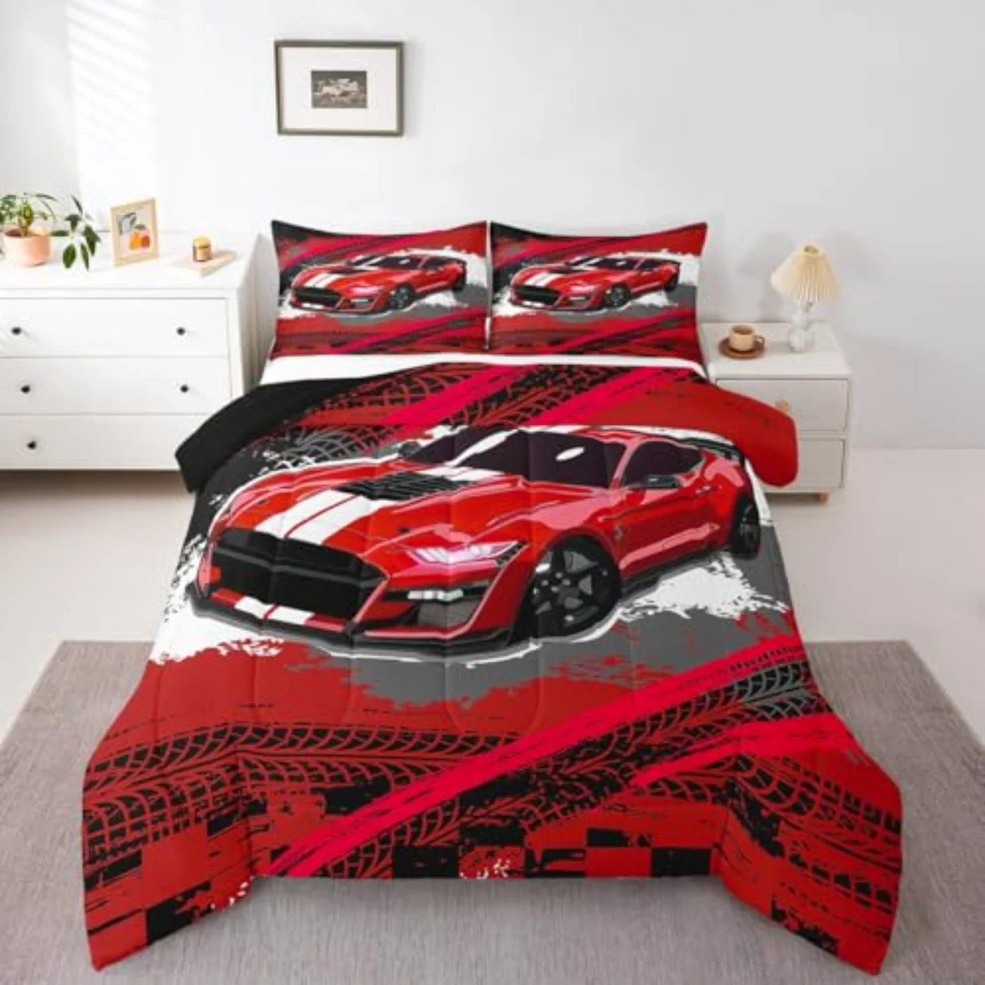 Race Car - Red Racing Comforter Set, Queen