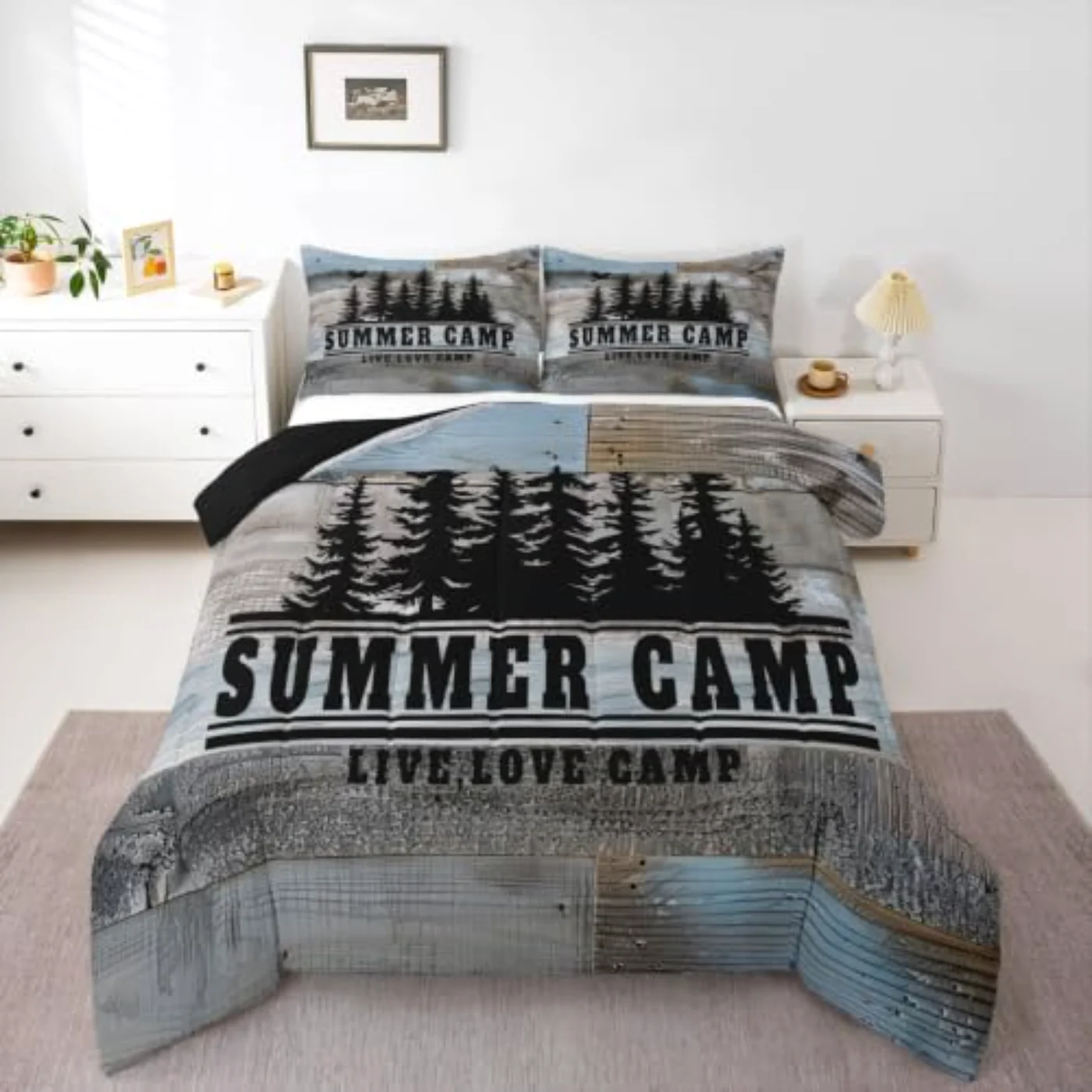 Camping Adult Boys Happy Camping Comforter Set, Twin