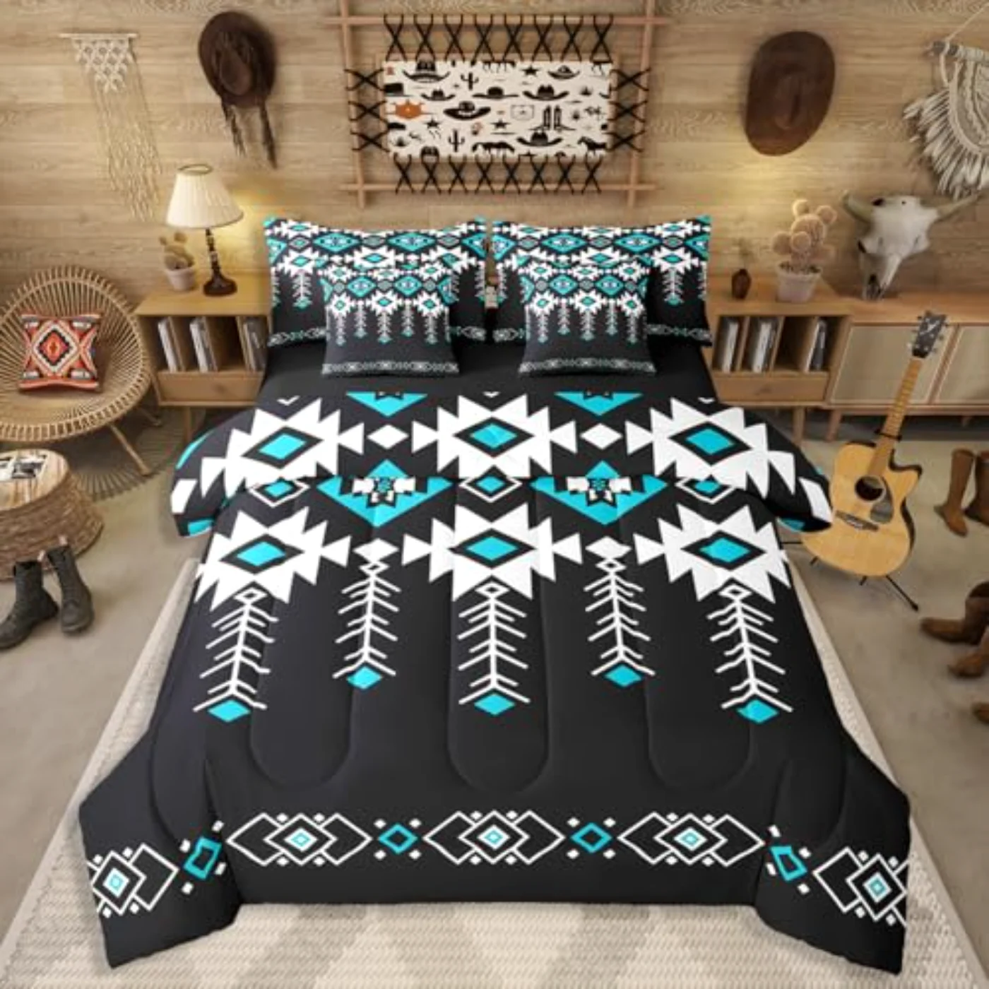 Western Aztec In Bag Boys Comforter Set, Queen