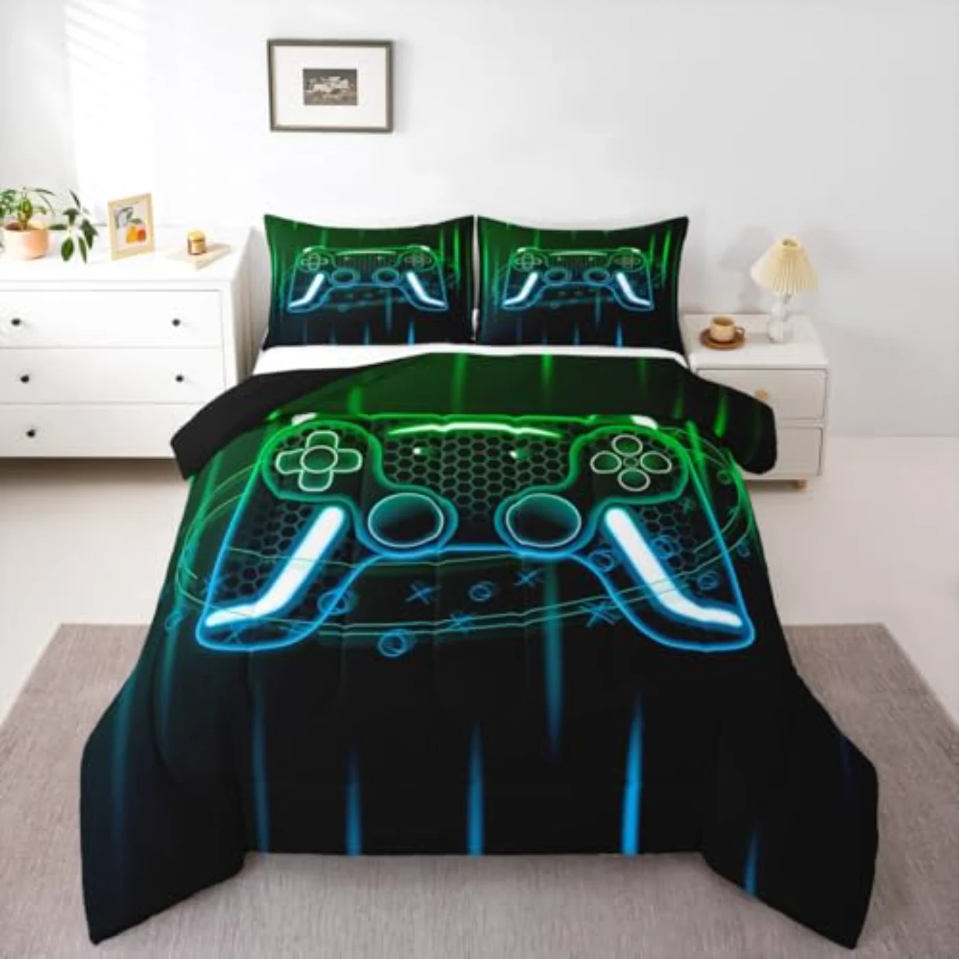 Gaming Boys Game Controller Kids Comforter Set, Queen