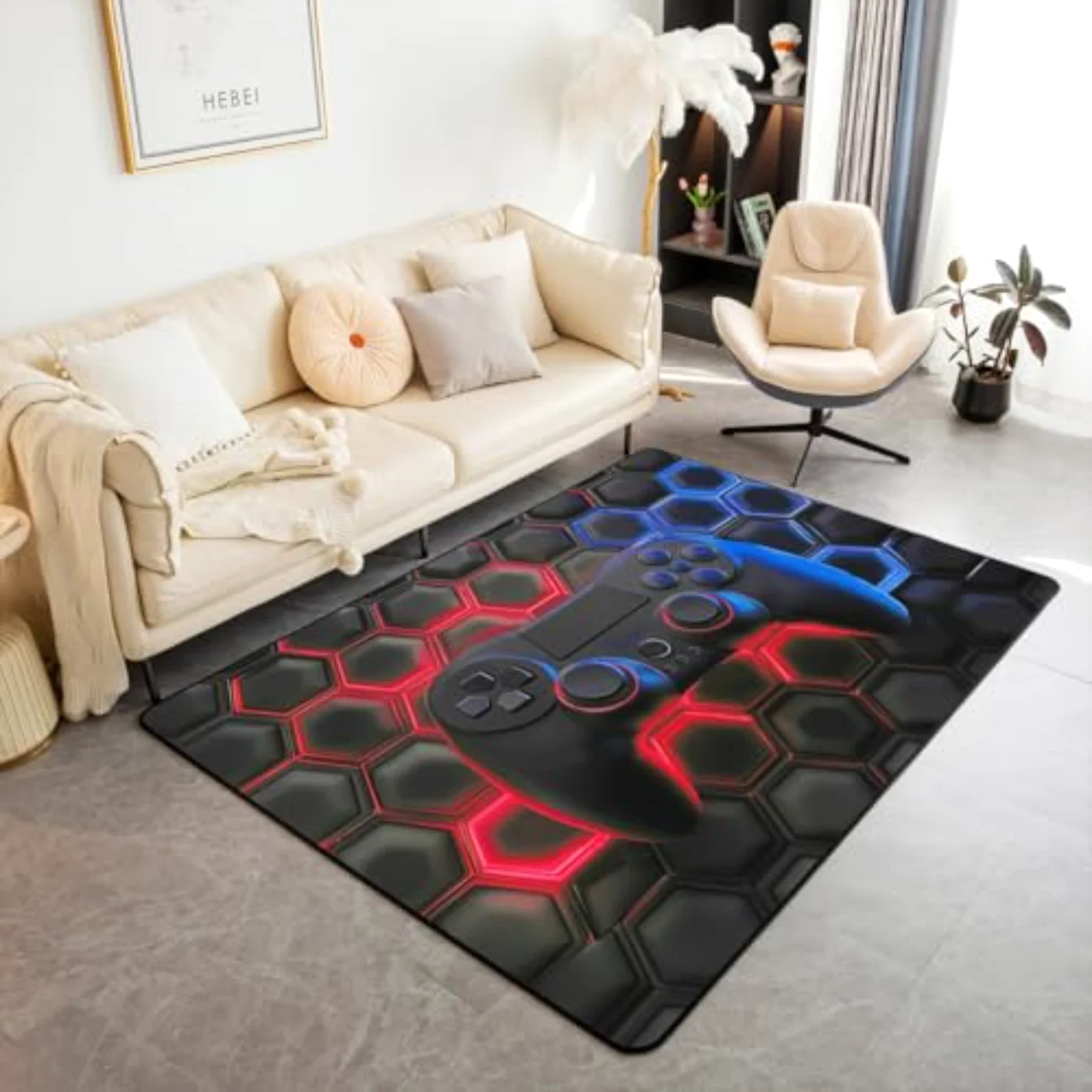 Game Console Rectangular Decorative Washable Rug