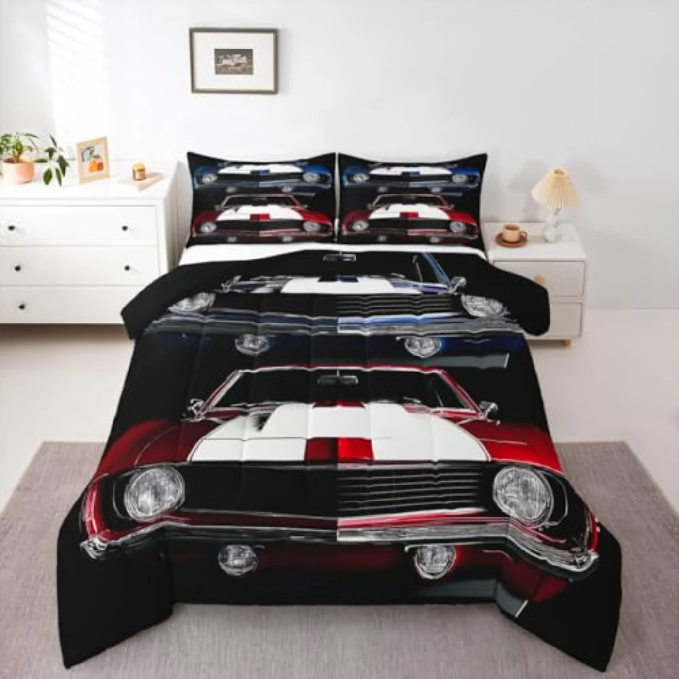 Classic Race Car - Retro Comforter Set, Twin
