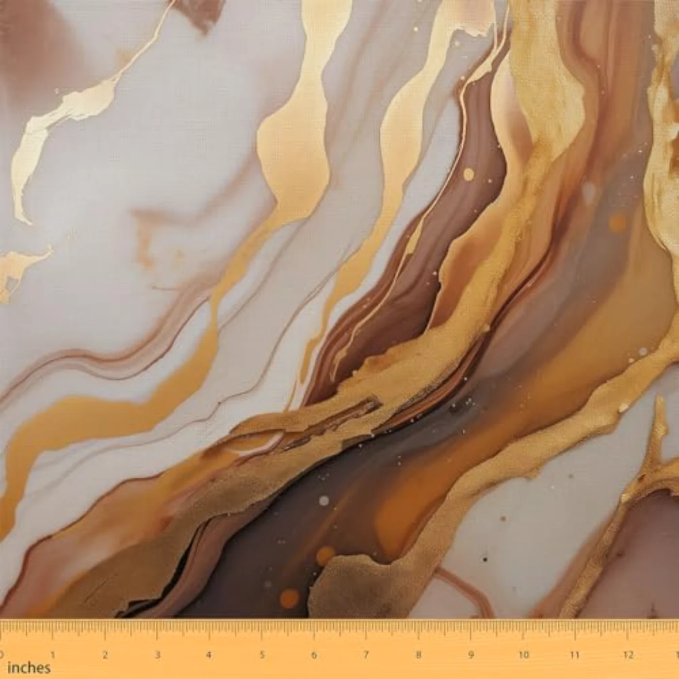 Brown Yellow Gold Marble Fabric Comforter Set