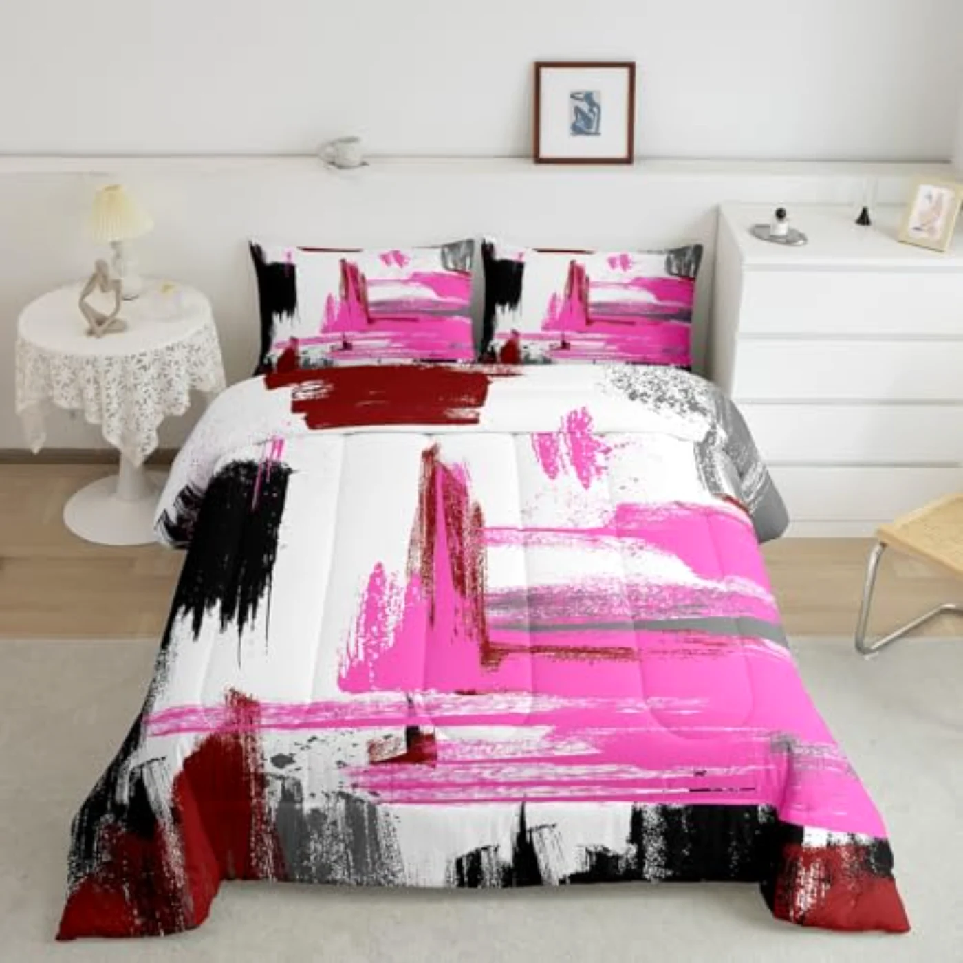 Colorful Graffiti Oil Painting Comforter Set, Queen