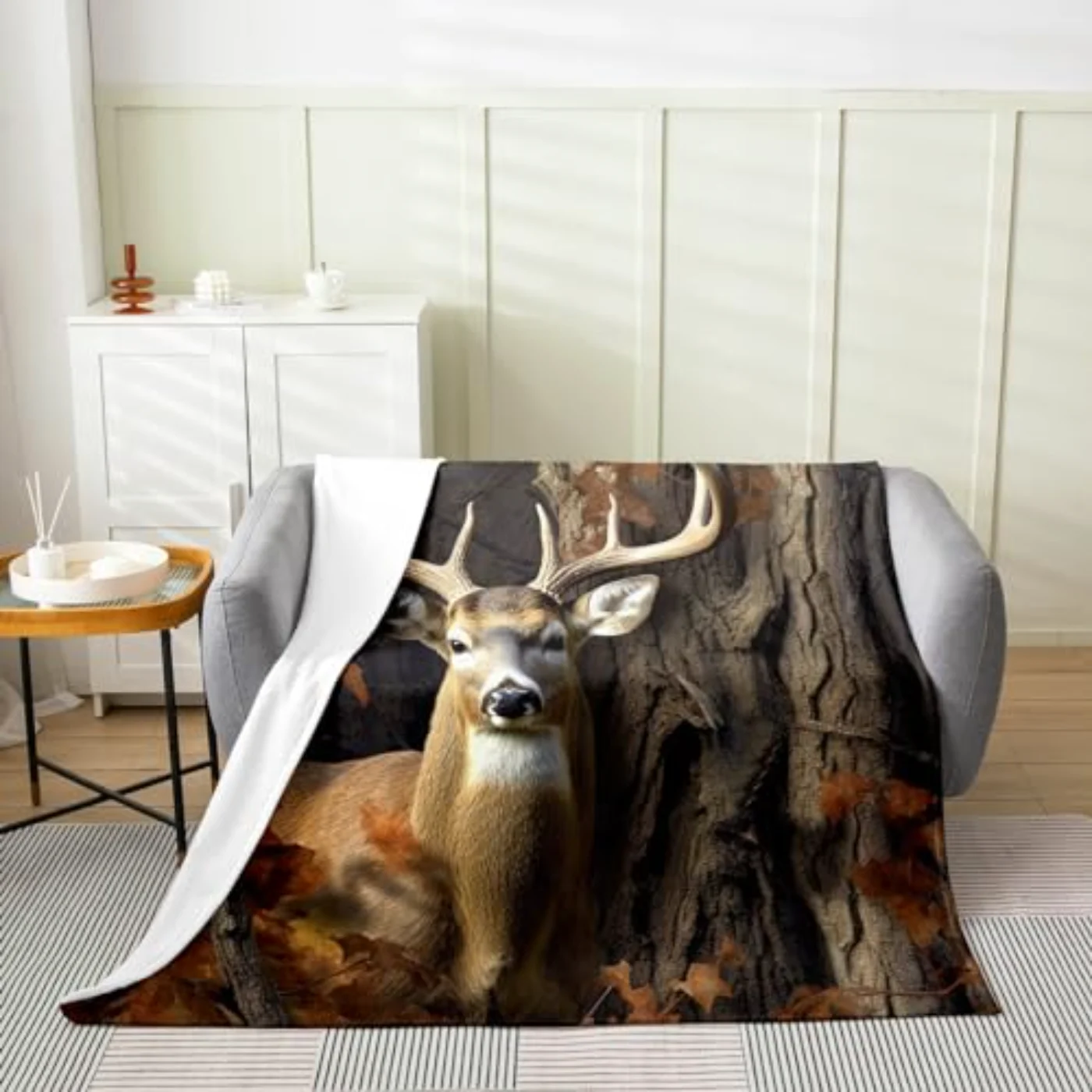 Deer Hunting Camo Blanket Throw, Twin