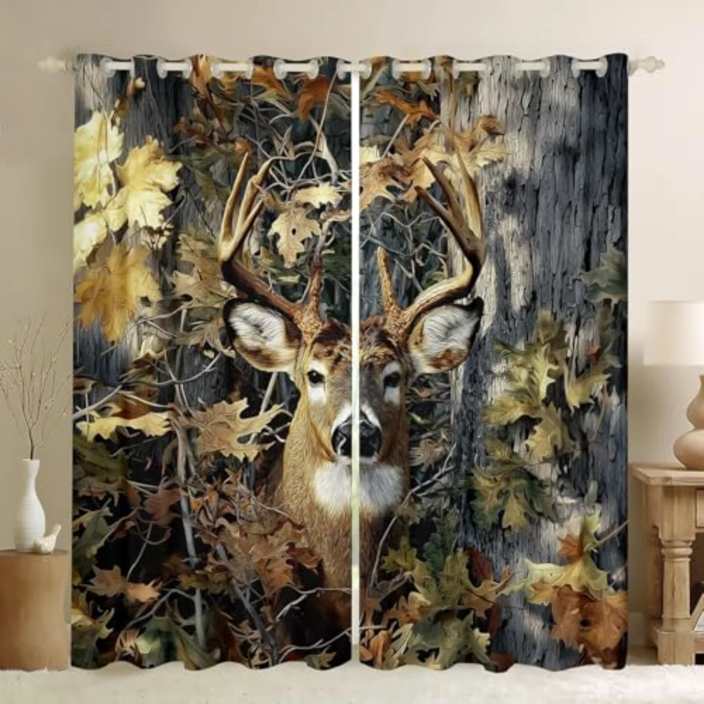 Camo Deer Blackout Curtains Woodland Curtains