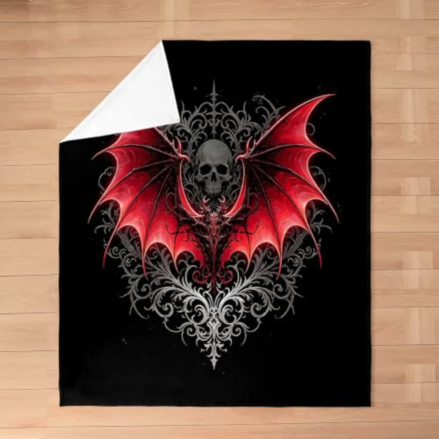 Glowing Red Bat Flannel Blanket Throw, Queen