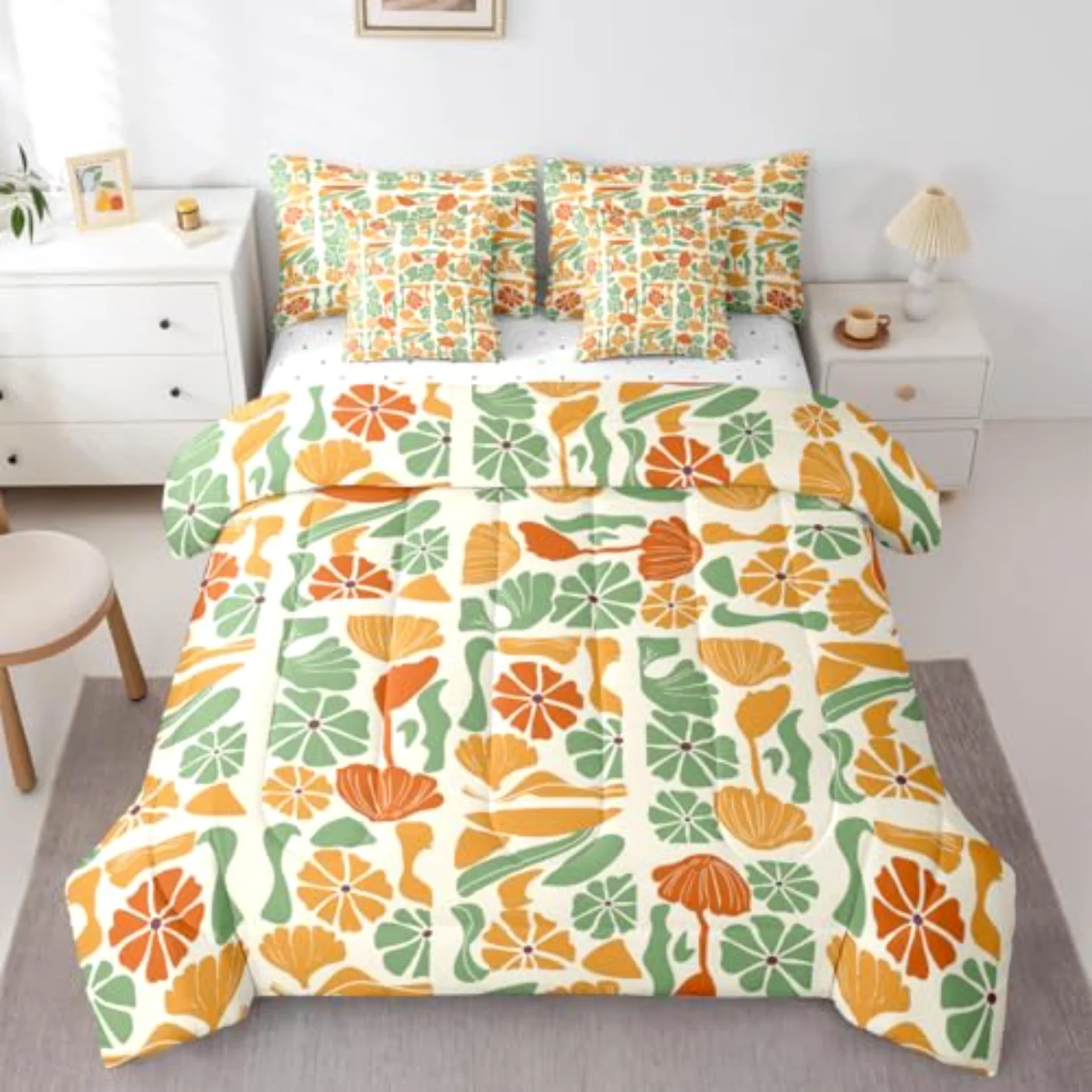 Mid Century Modern Sheets Abstract Comforter Set, Full
