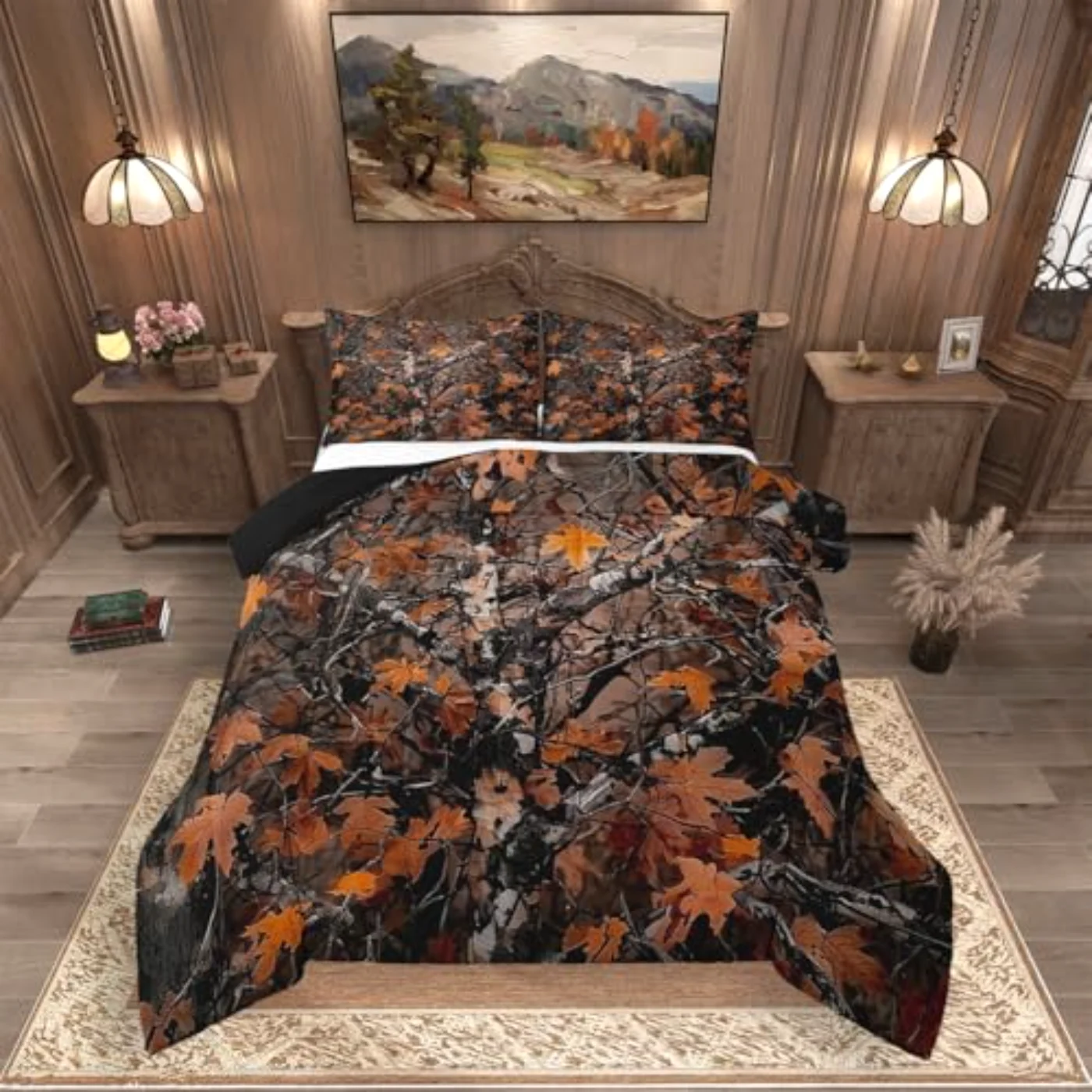 Camo Men Teens Boys Western Comforter Set, Queen