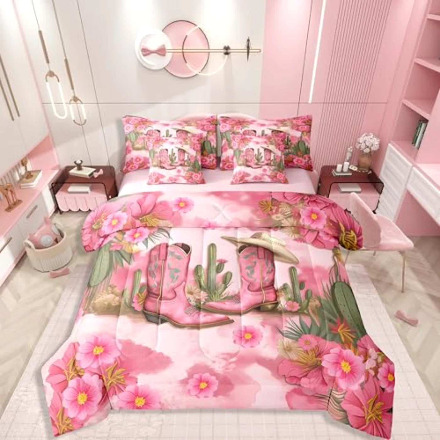 Cowgirl Girls - Pink Western Quilt, Full