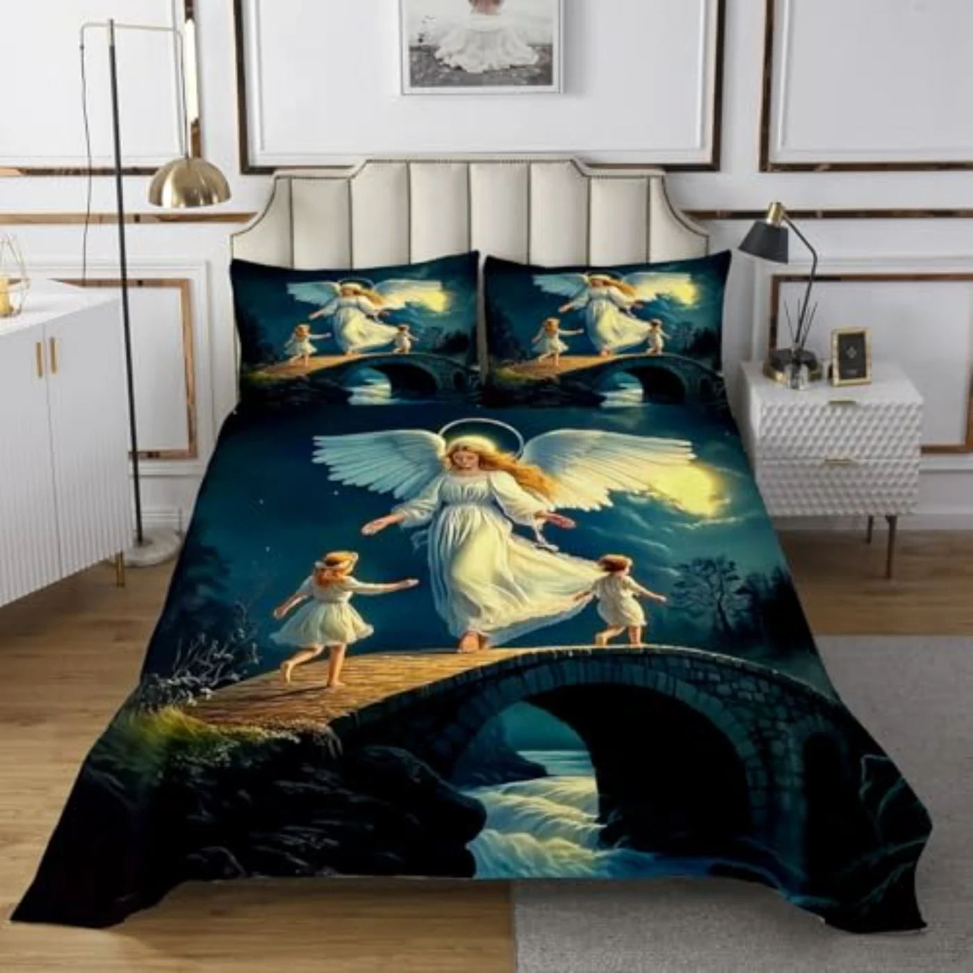 Guardian Angel Bedspread Ancient Mid Quilt, Twin