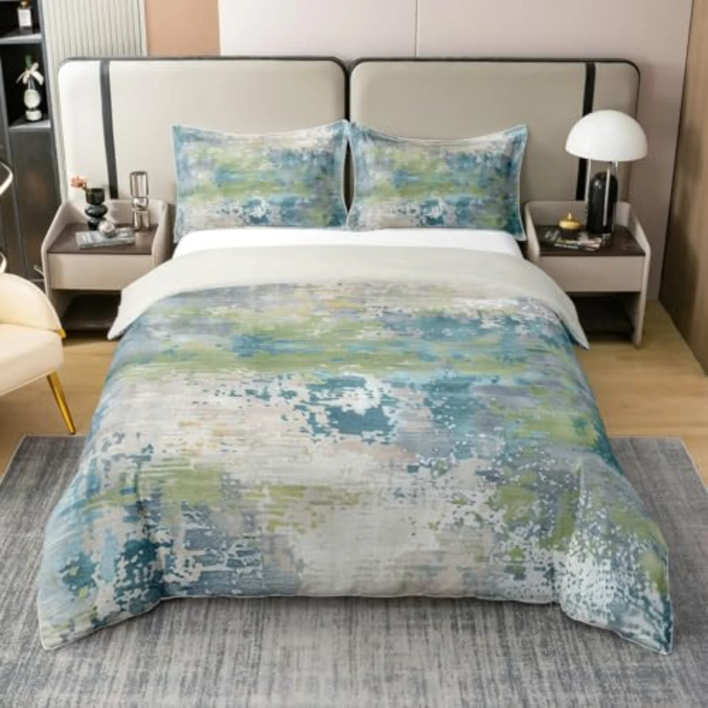 Cotton Watercolor Abstract Duvet Cover, King