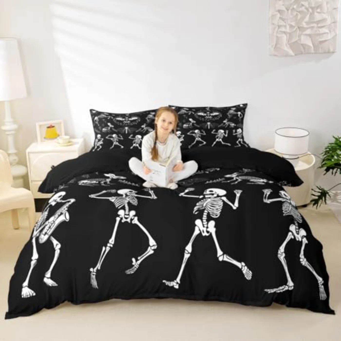 Sugar Skull Skeleton Bones Duvet Cover, Twin