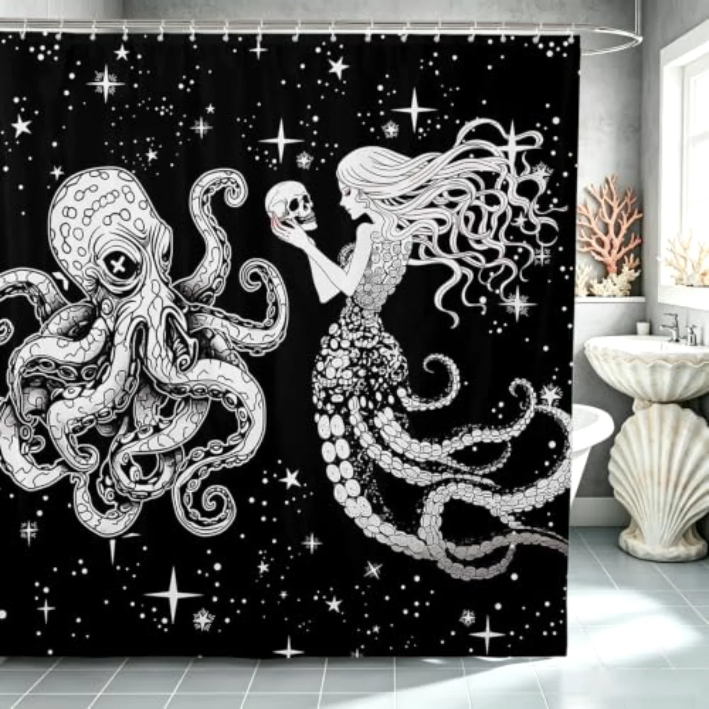 Octopus Mermaid Bathtubs Shower Curtain Shower Curtain