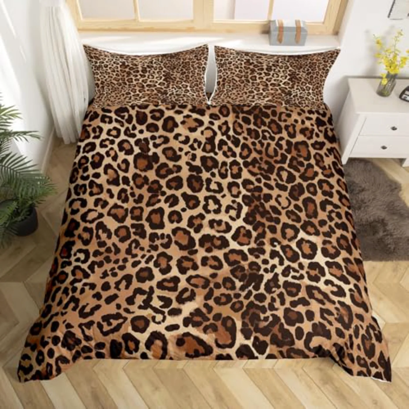 Leopard Print Cheetah Geometric African Duvet Cover, King