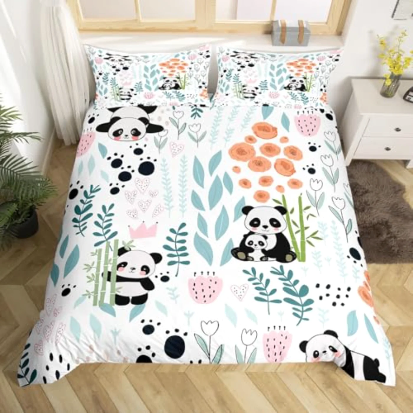 Kawaii Panda Duvet Cover, Twin