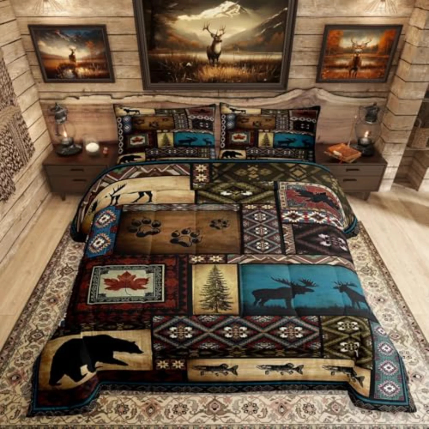 Rustic Cabin Lodge Kids Boys Comforter Set, Twin