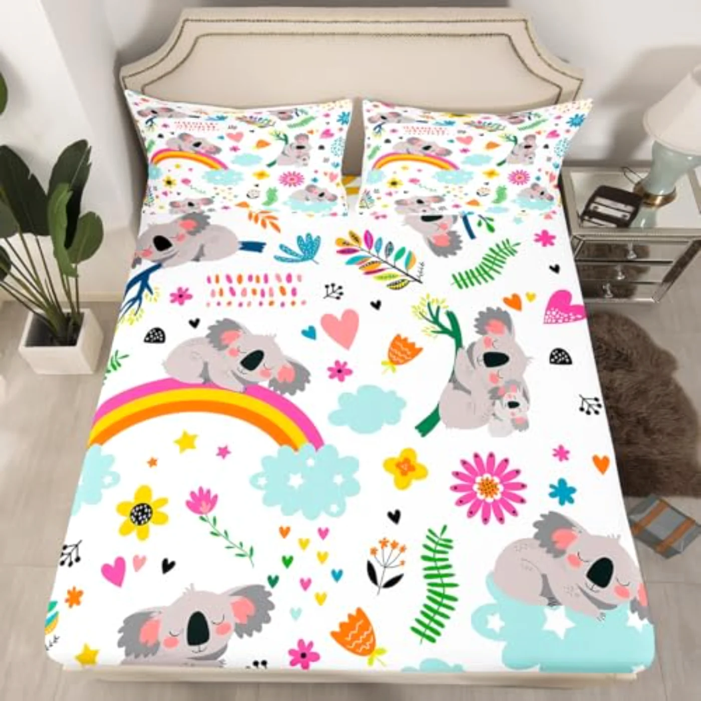Koala Sheets Rainbow Kids Girls Sheet Set, Twin