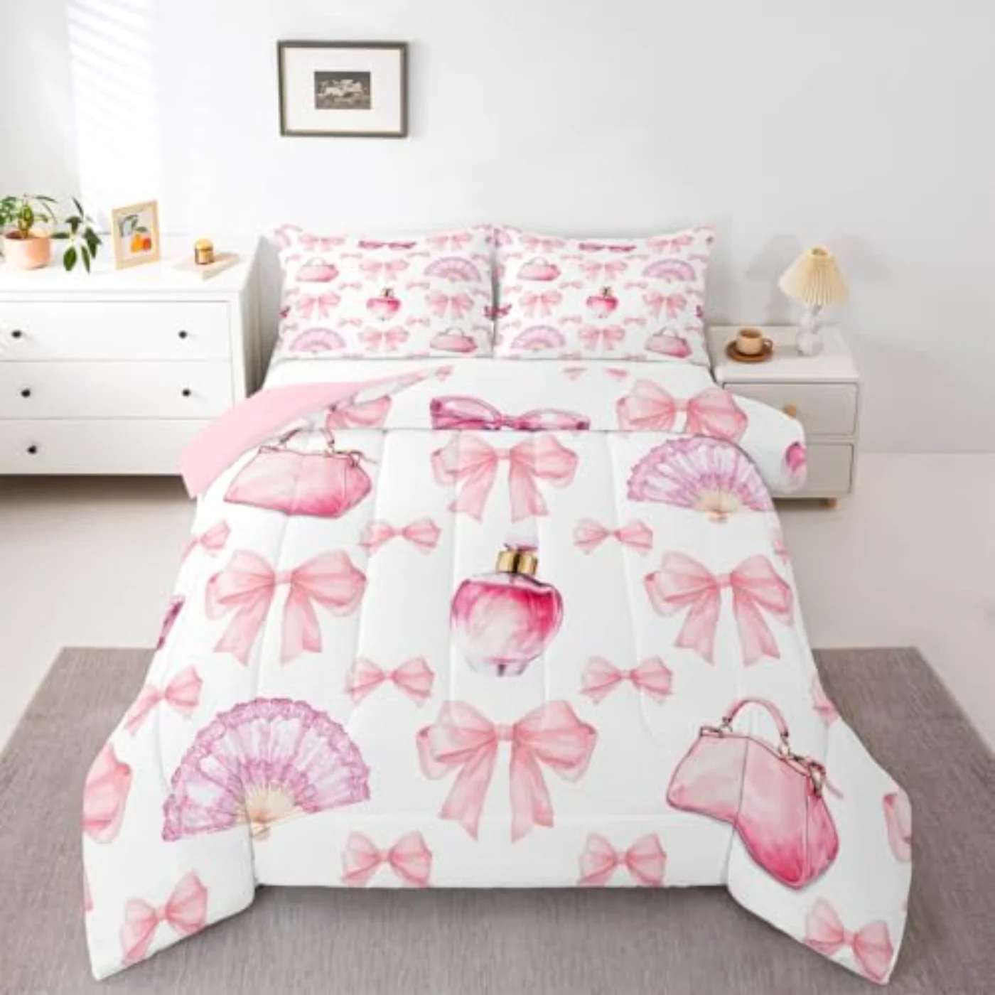 Bowknot Girls Comforter Set, Queen
