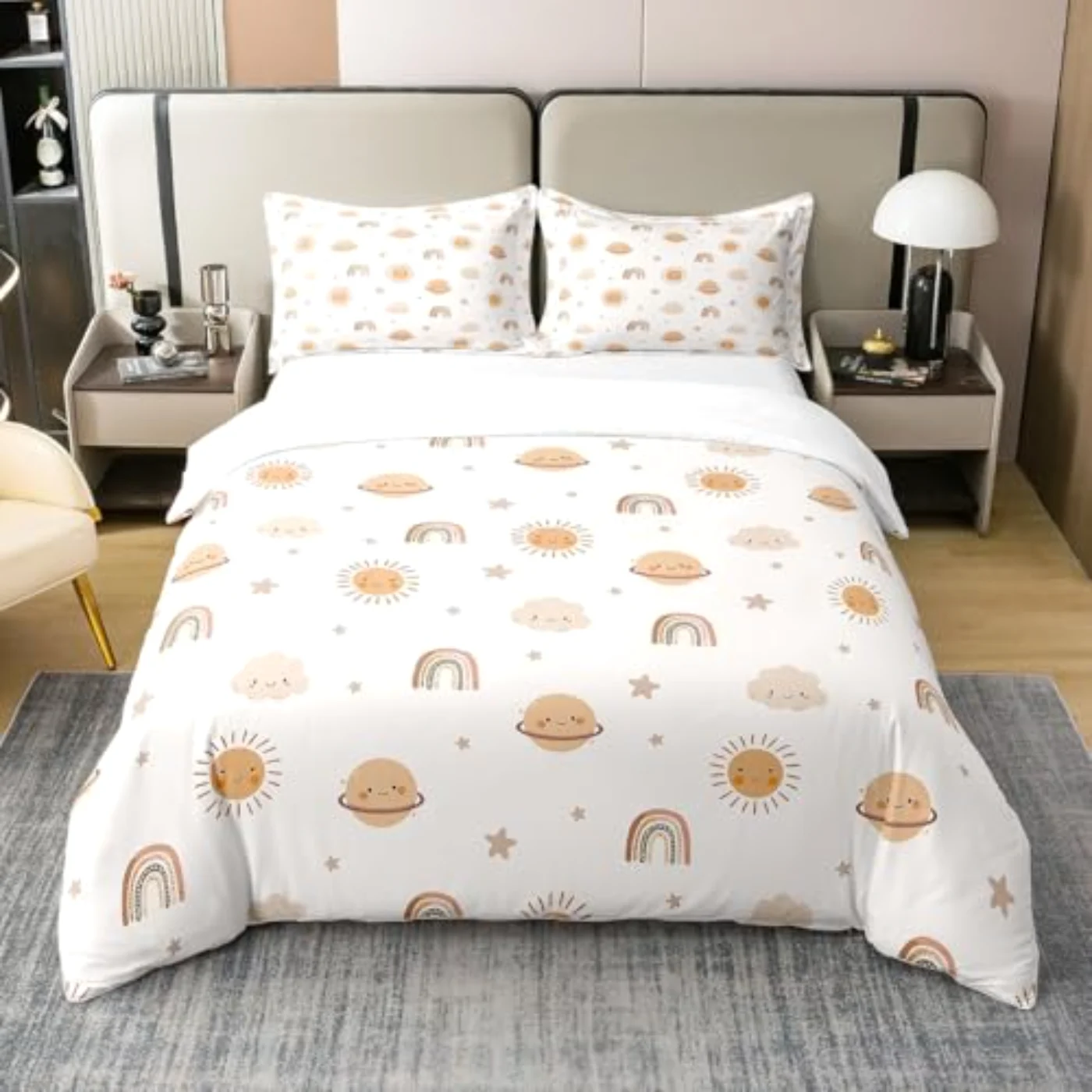 Girls Rainbow Cotton Kids Sun Duvet Cover, Twin