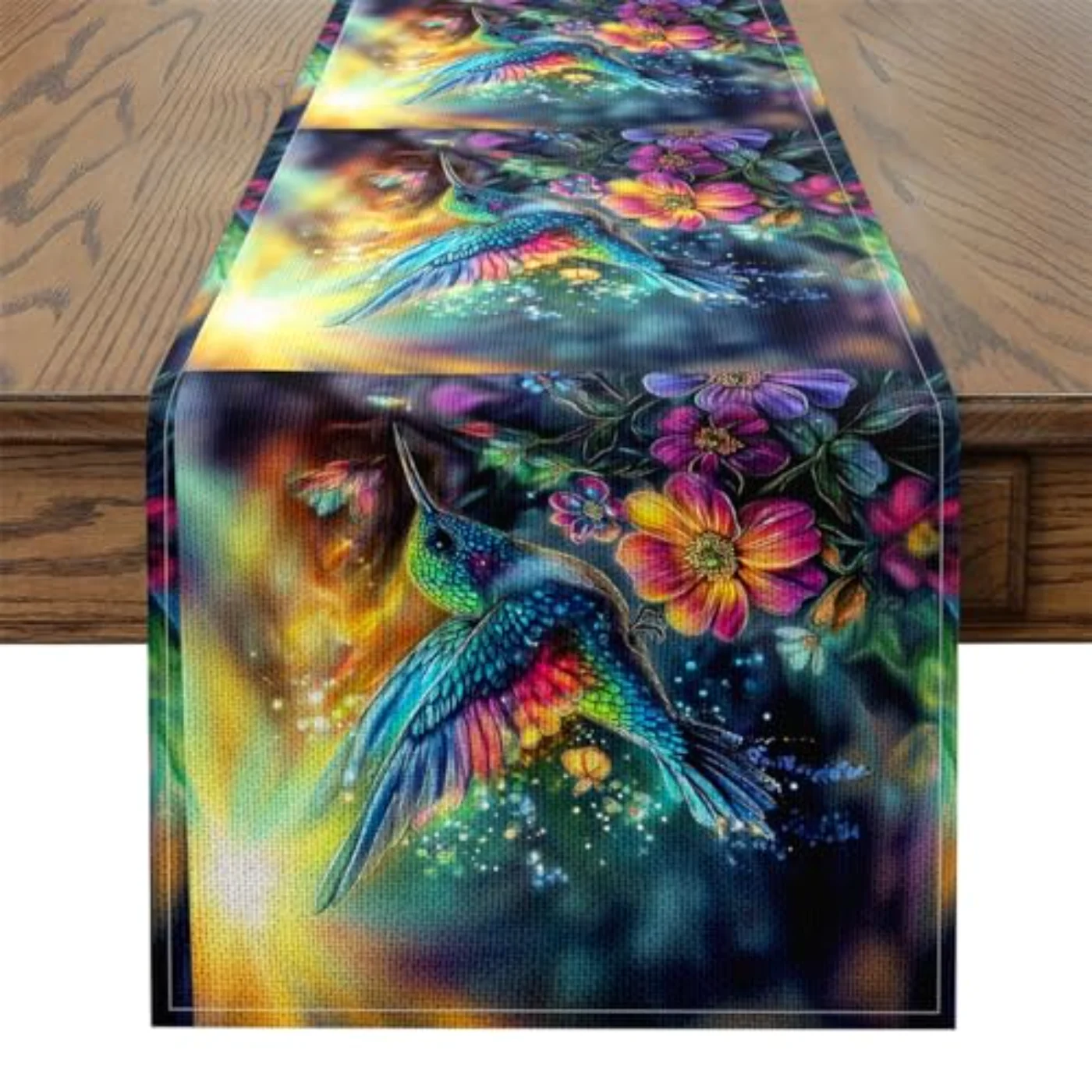 Aesthetic Hummingbird Table Runners Watercolor Table Linen