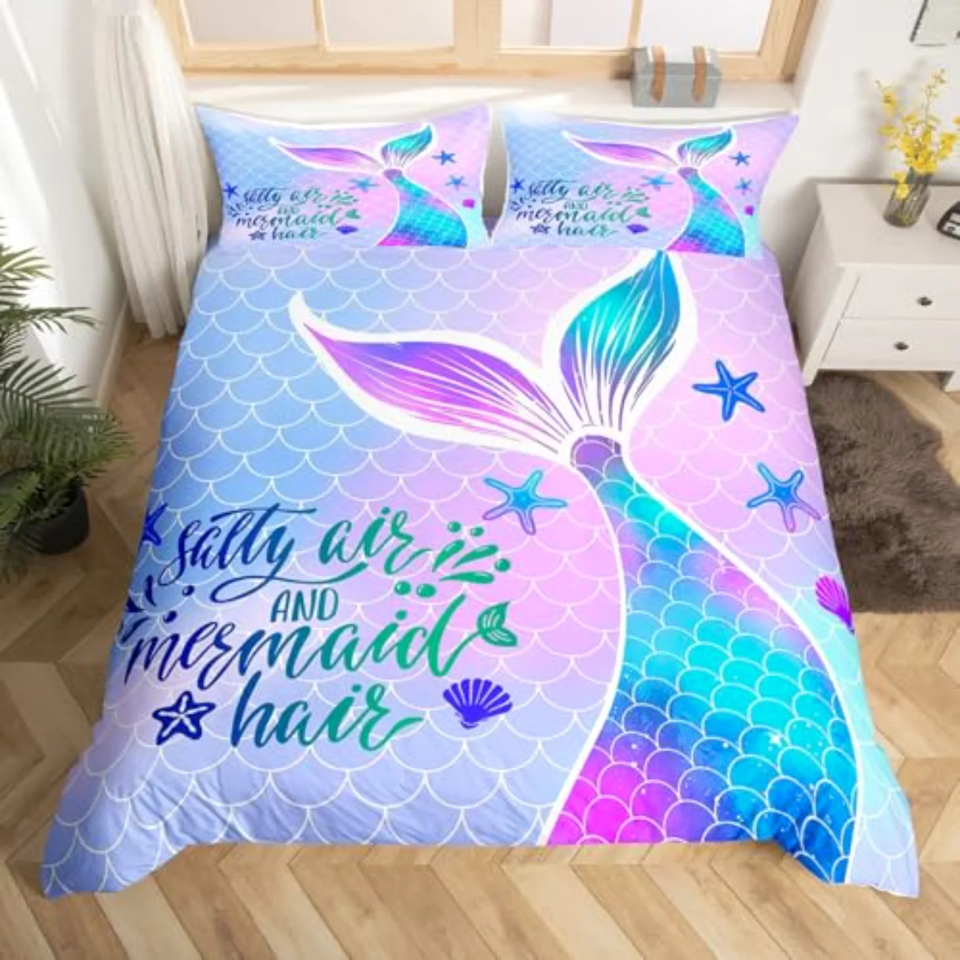 Mermaid Tail Duvet Cover, Twin, Purple & Lilac