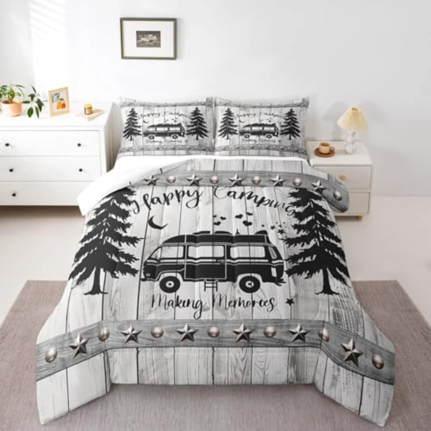 Happy Camping Camper Comforter Set, Queen