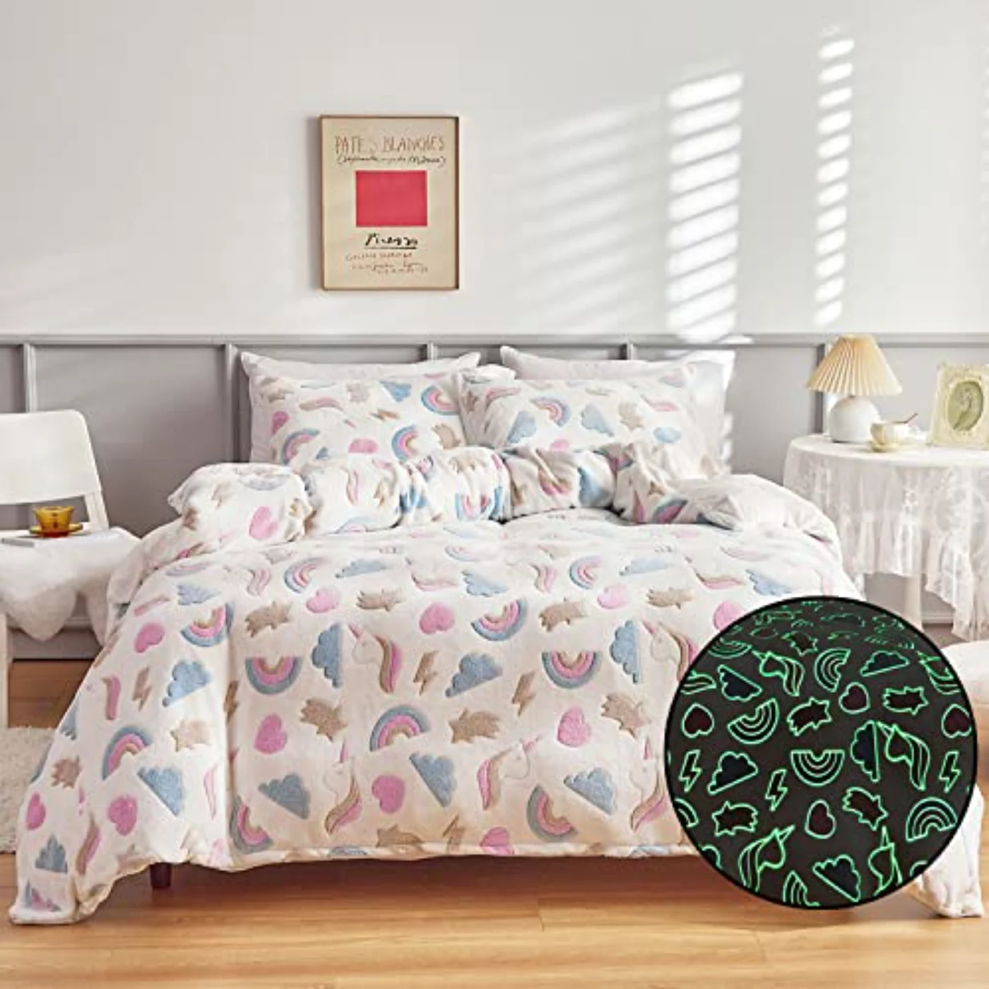 Unicorn Kids Glow In Dark Duvet Cover, Full