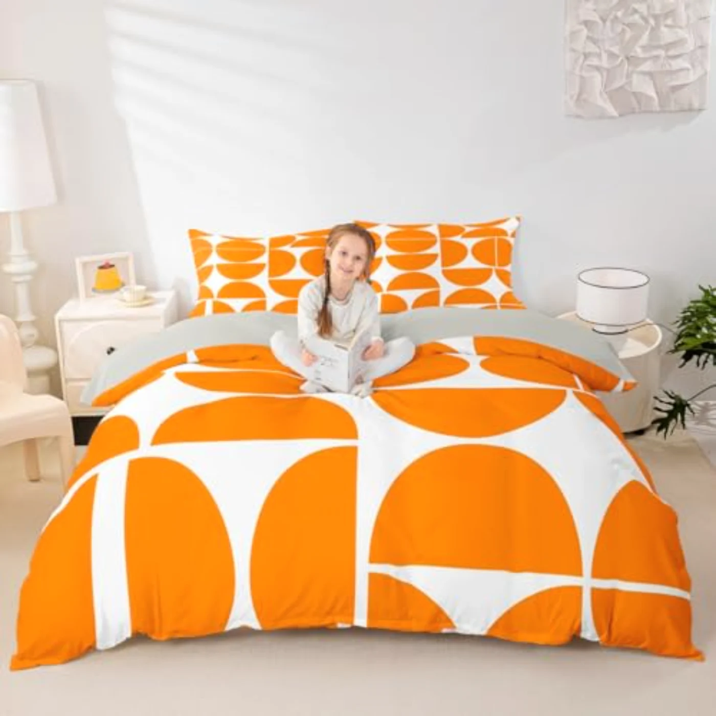 Mid Century Orange Retro Duvet Cover, King