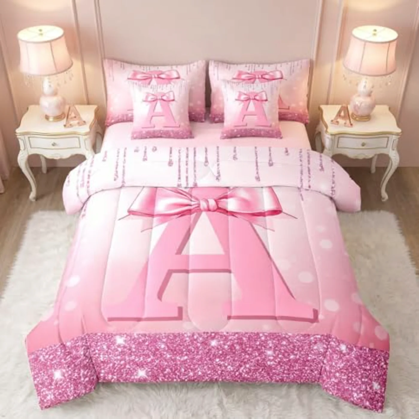 Kids Pink Bow - Teen Comforter Set, Full