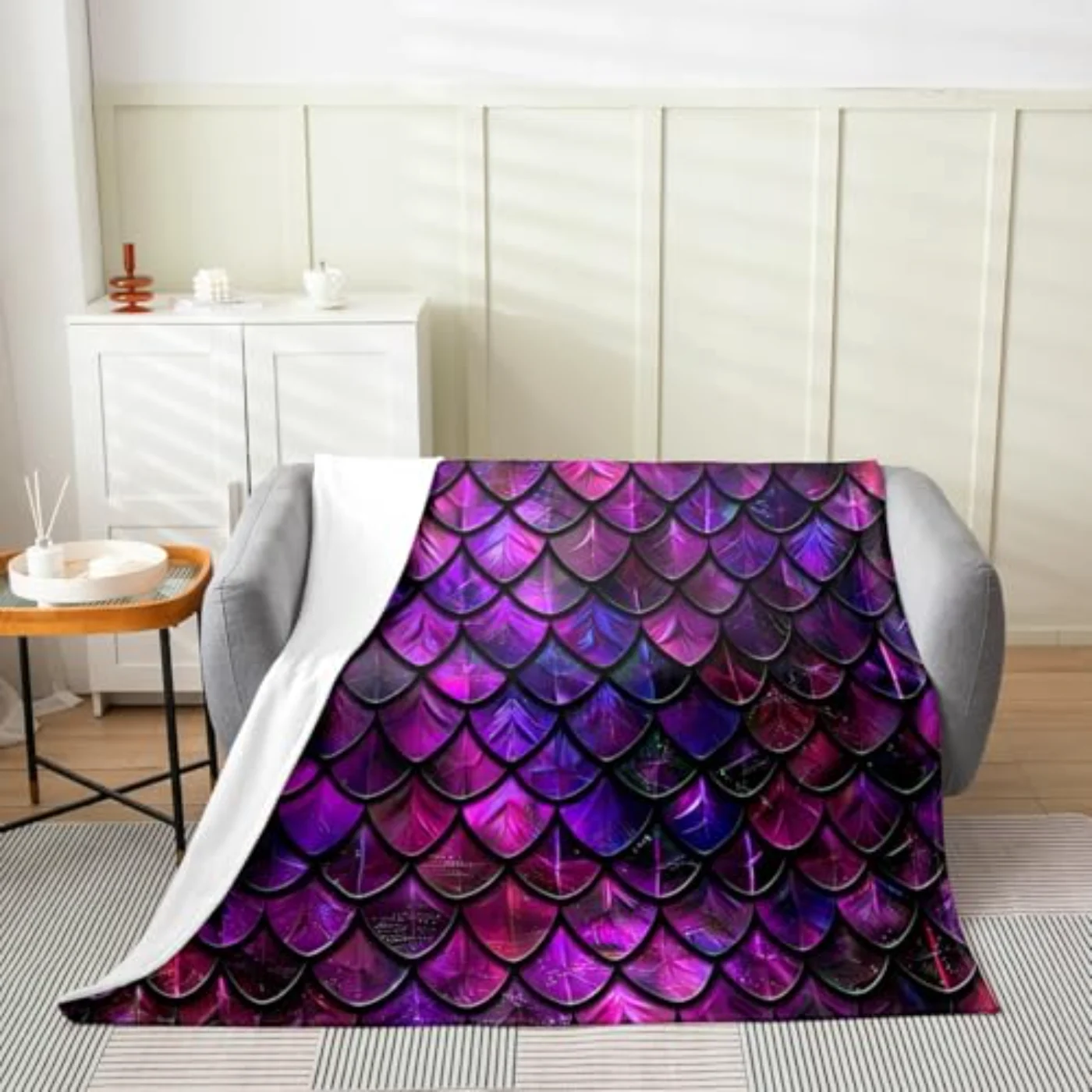 Purple Scales Blanket Throw, Queen