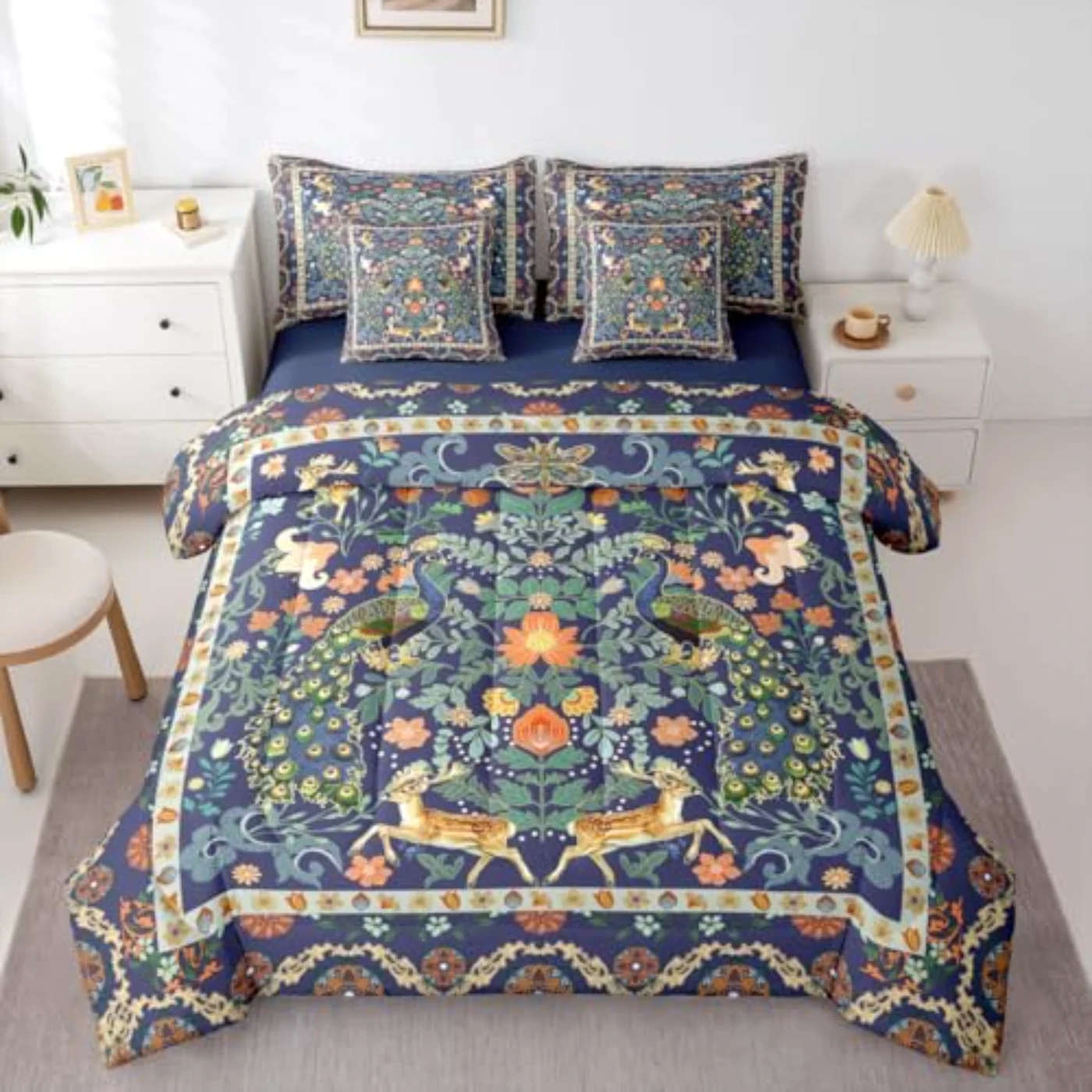 Blue Vintage Floral Sheets - Comforter Set, Queen