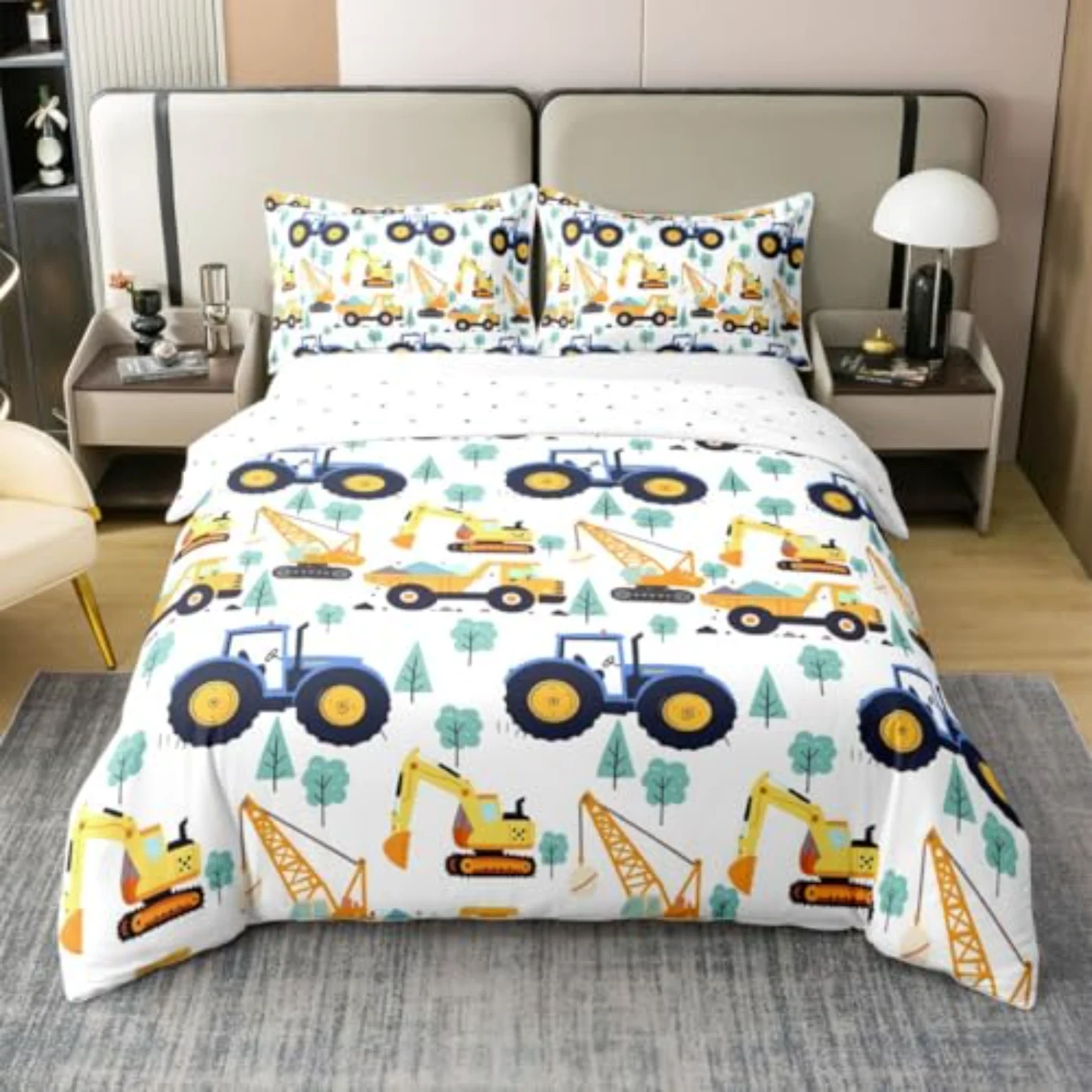 Cotton Kids Construction Boys Duvet Cover, Twin