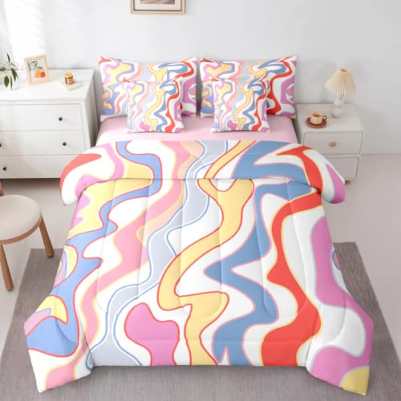 Abstract Pink In Bag Comforter Set, Queen