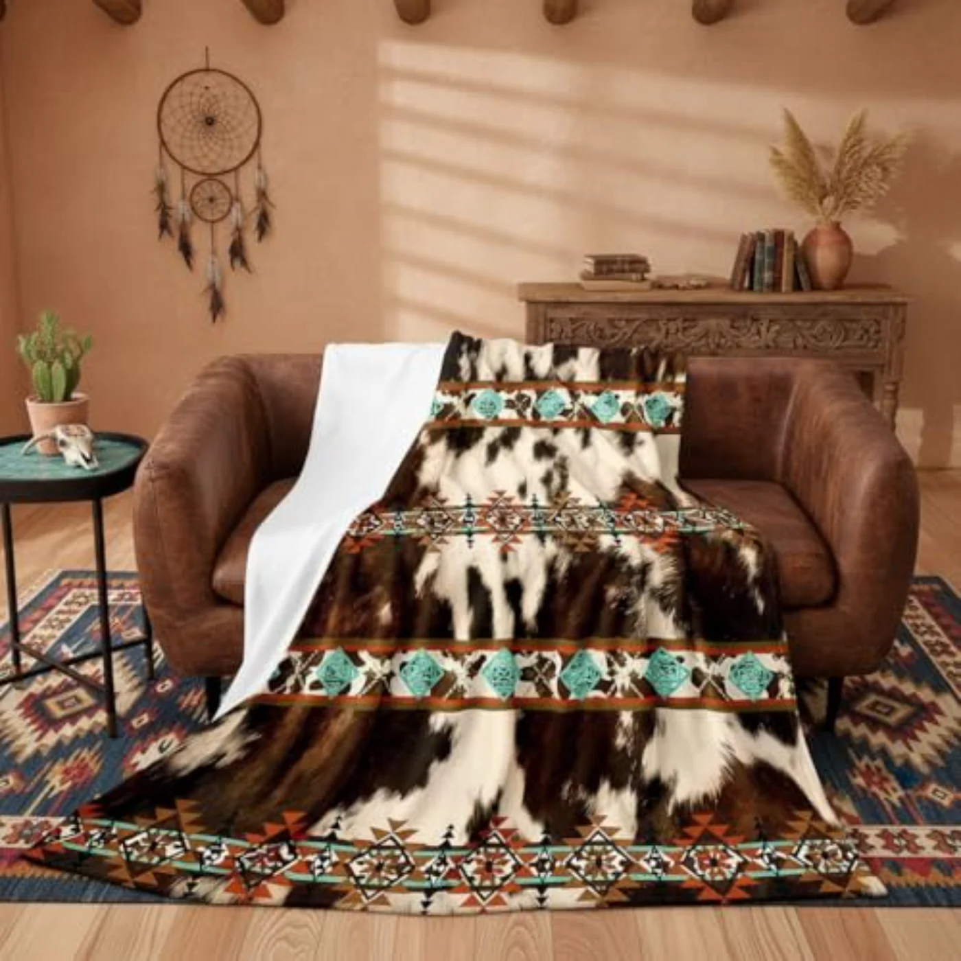 Cowhide Fleece Blanket Brown Highland (8F76)