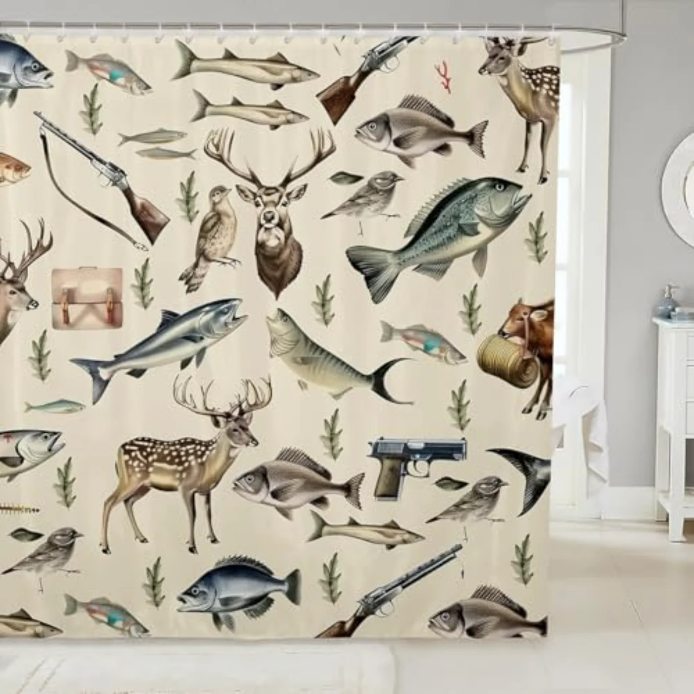 Hunting Fishing Shower Curtain Shower Curtain