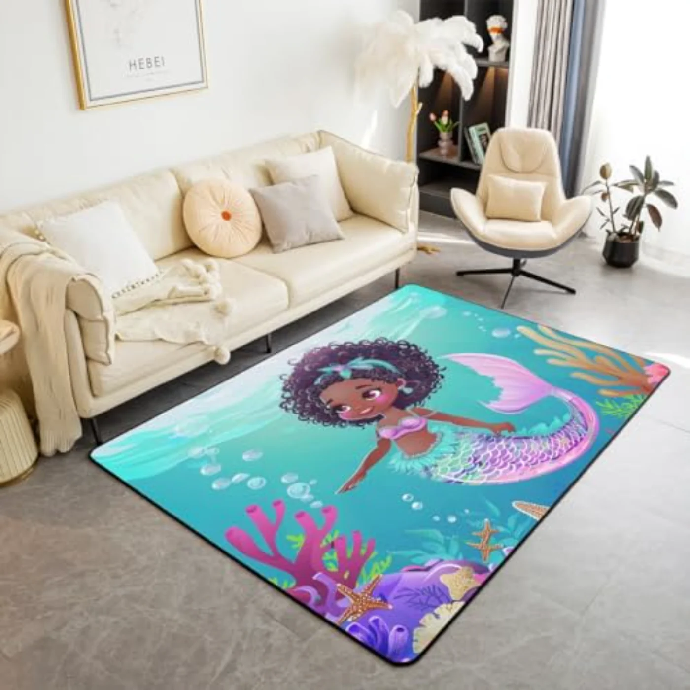 Black Mermaid Area Rug Girls Rug