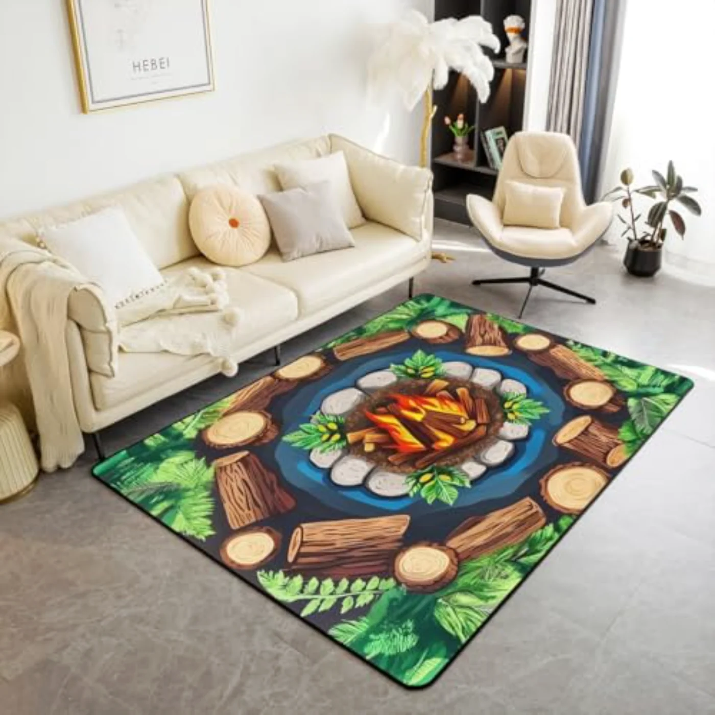 Campfire Area Rug X Happy Rug, Green & (LMXT)