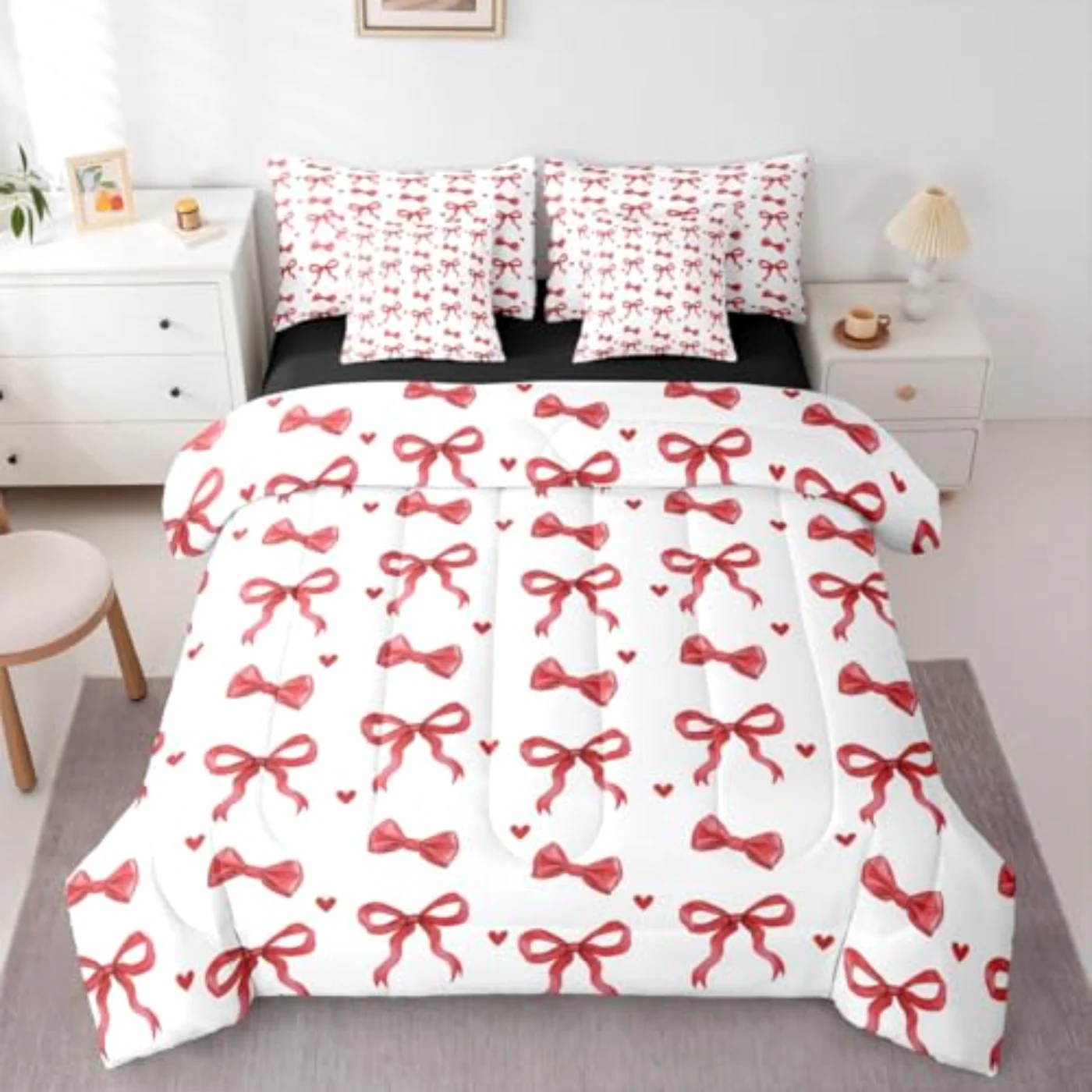 Coquette Bowknot Fantasy Aesthetic Girly Comforter Set, Twin