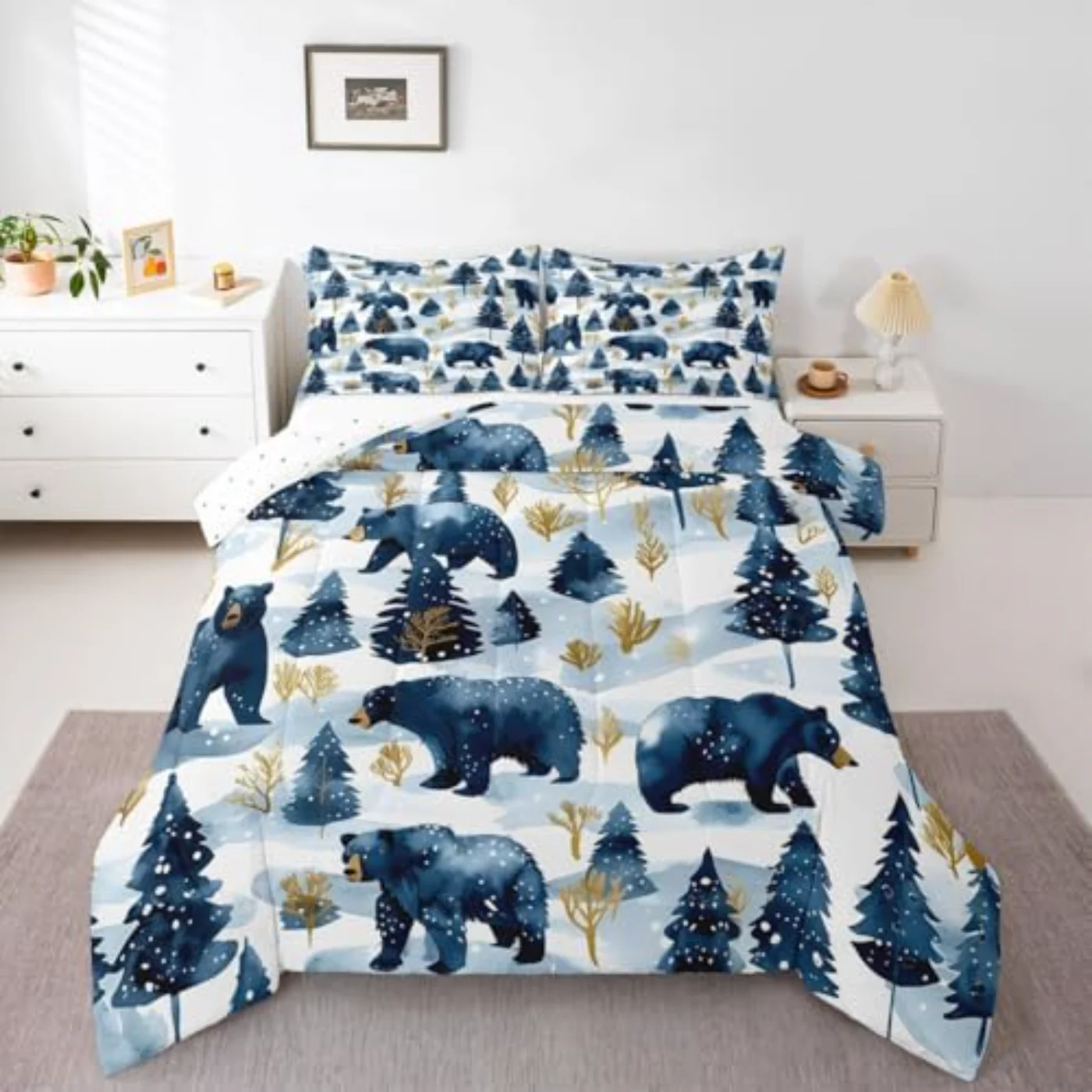 Rustic Bear Girls Comforter Set, Full