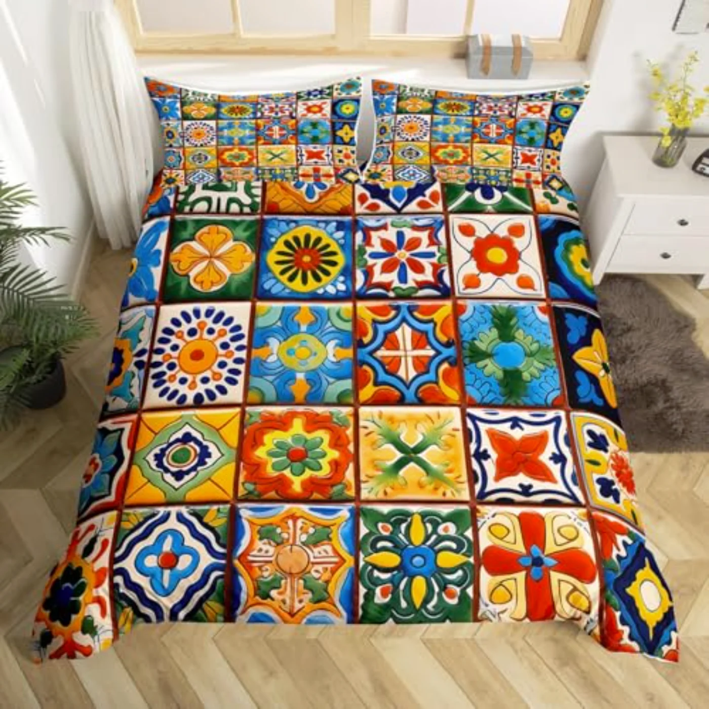 Mexican Talavera Tile Quilt, Twin