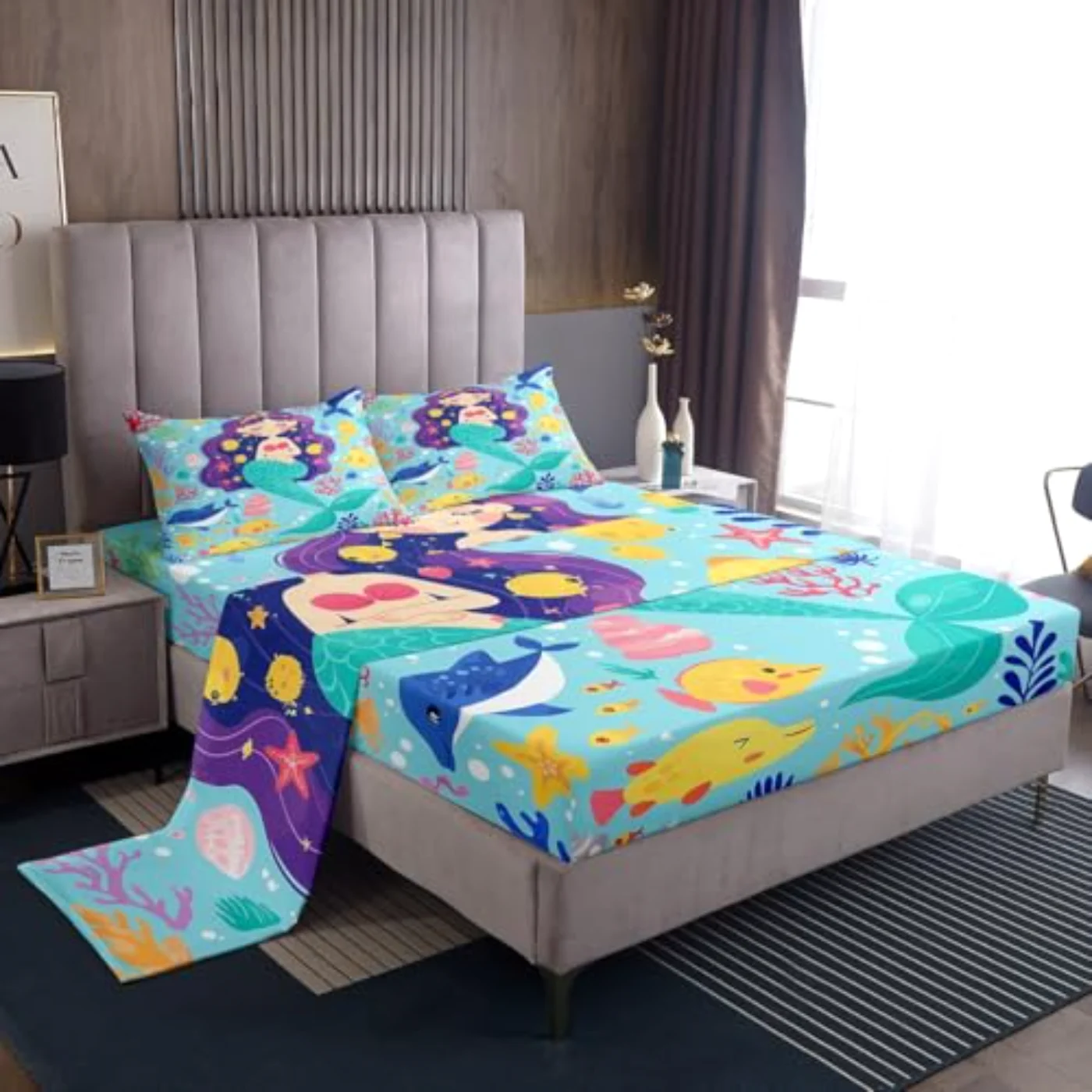 Mermaid Mermaid Gifts Girls Kawaii Sheet Set, Full