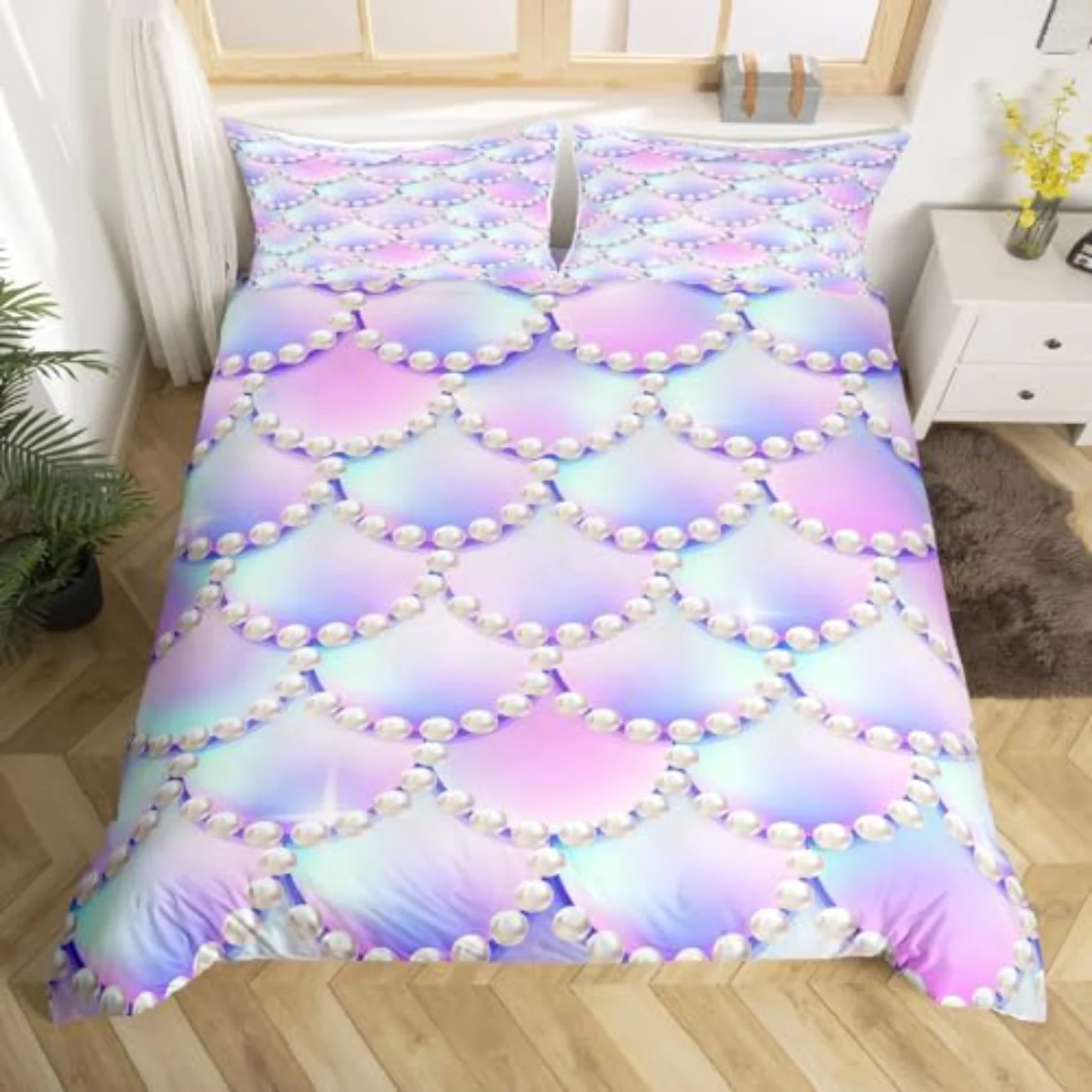 Mermaid Fish Scales Duvet Cover, Queen