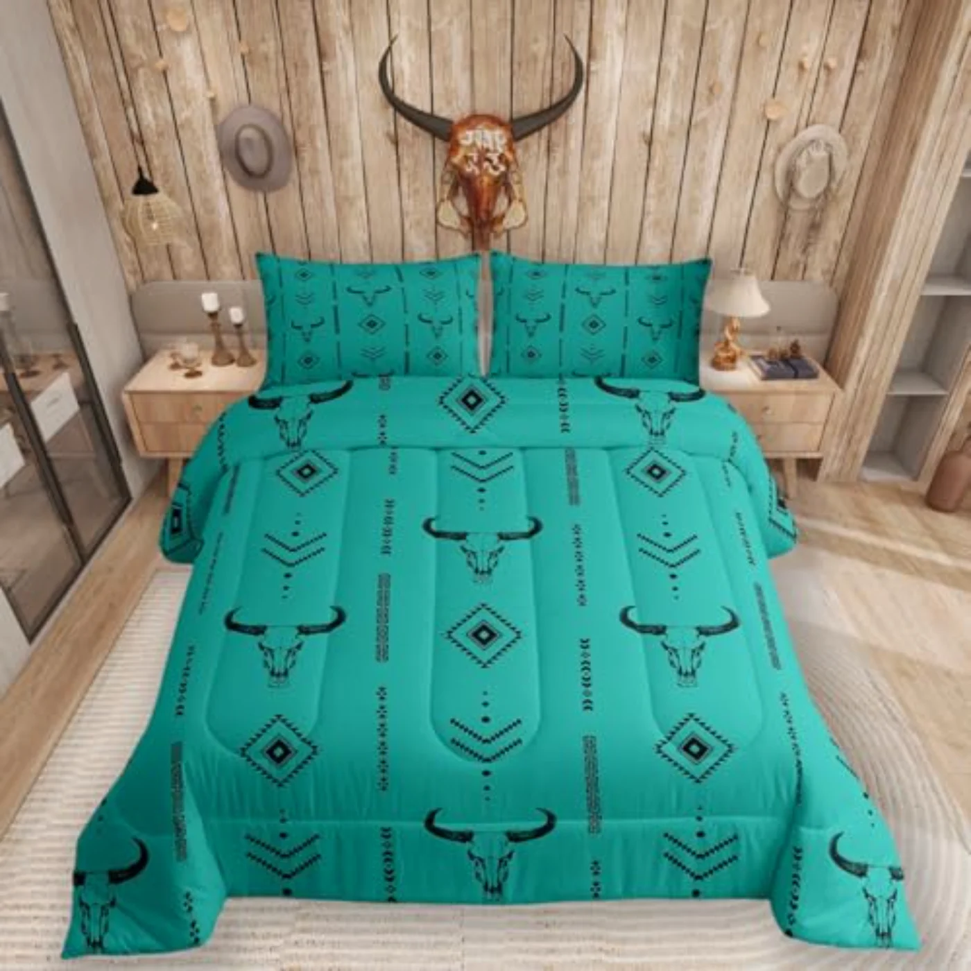 Turquoise Western Comforter Set, King